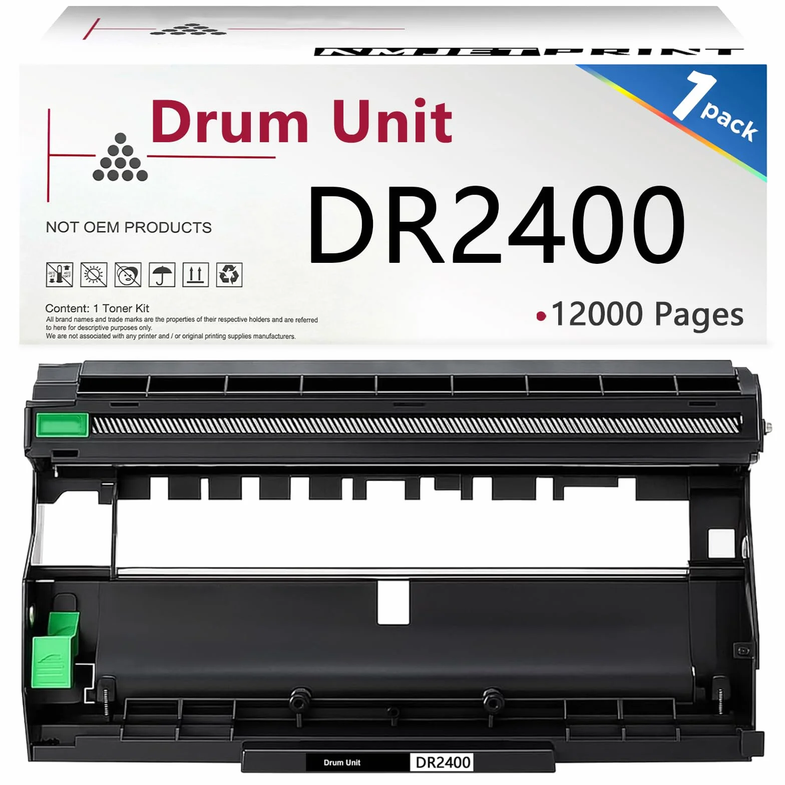 NMJETRINT DR2400 DR-2400 Tambor Compatible para Brother MFC-L2710DN MFC-L2710DW MFC-L2730DW MFC-L2750DW HL-L2310D HL-L2350DW HL-L2370DN HL-L2375DW DCP-L2510DW DCP-L2530DW