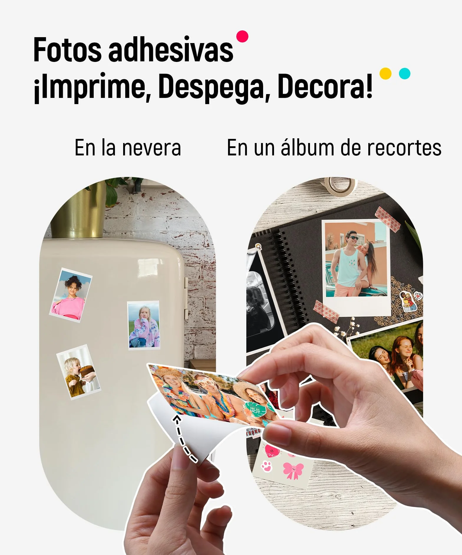 Liene Pearl K100 Mini Impresora Fotográfica instantánea, Bluetooth Impresora Movil Portatil con 50 Zink Papeles Fotográfico Adhesivos, 2x3, para iOS/Android Smartphone, Blanco