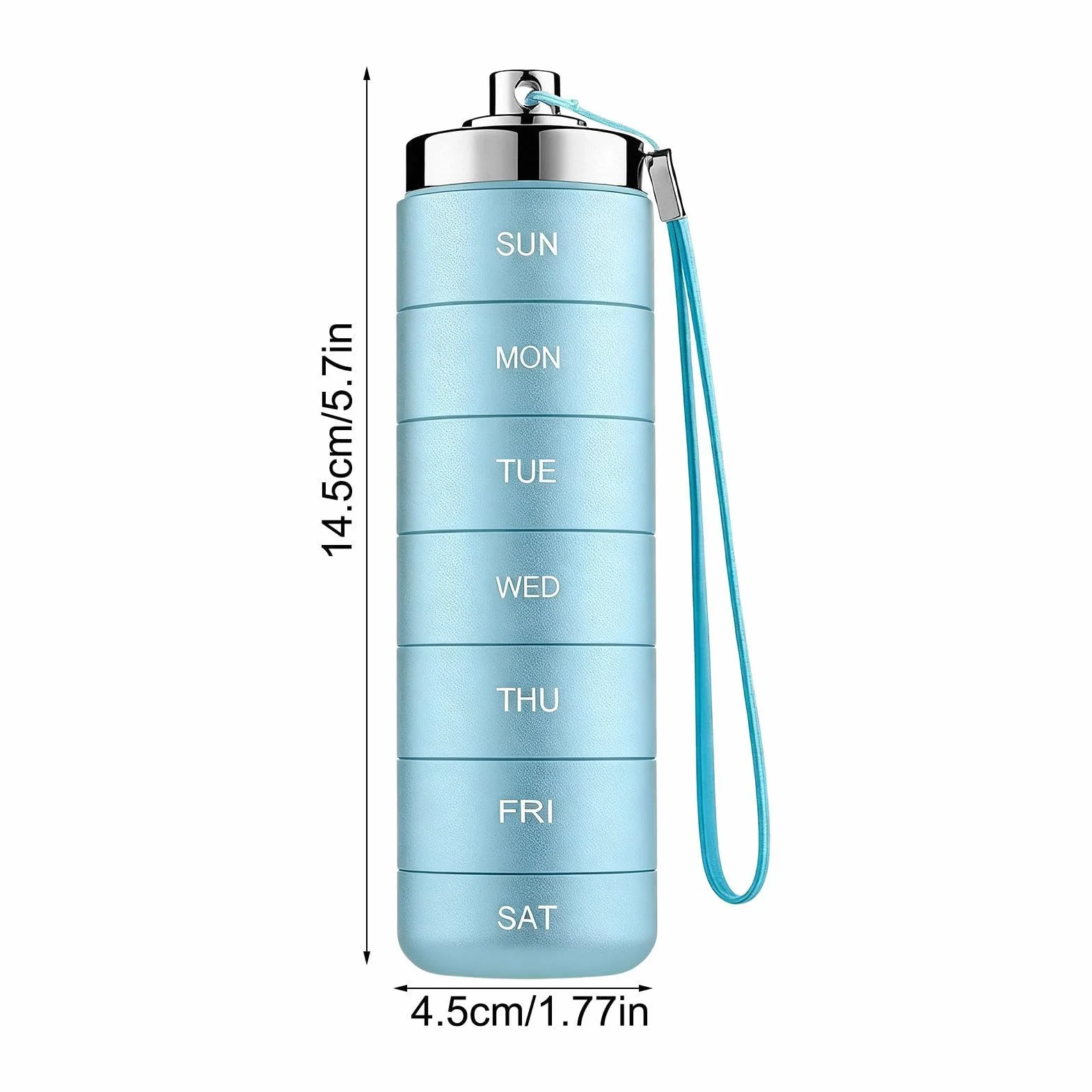 Pastillero De Metal Impermeable de 7 Días, Contenedor De Aluminio para Suplementos, Frasco De Viaje para Medicamentos