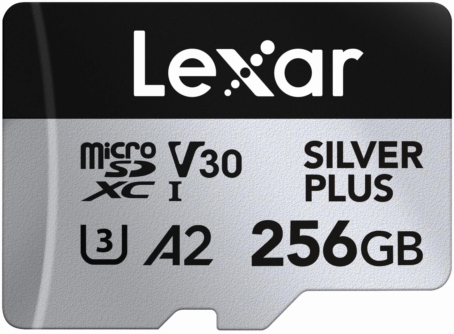 Lexar Silver Plus - Tarjeta Micro SD de 256 GB de hasta 205 MB/s, Tarjeta de Memoria Flash MicroSDXC UHS-I con Adaptador, C10, U3, A2, V30, Full HD, 4K UHD, Tarjeta TF de Alta Velocidad para dron