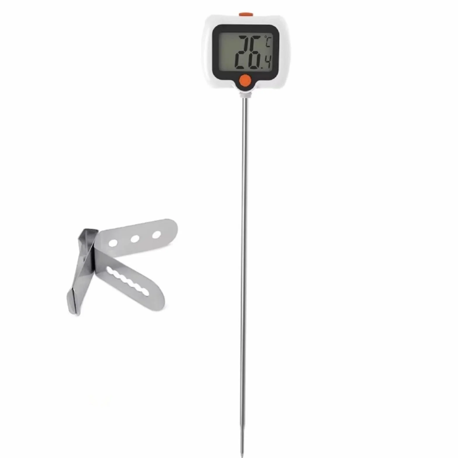 Termómetro digital para dulces de acero inoxidable con clip de olla, 5,2 cm