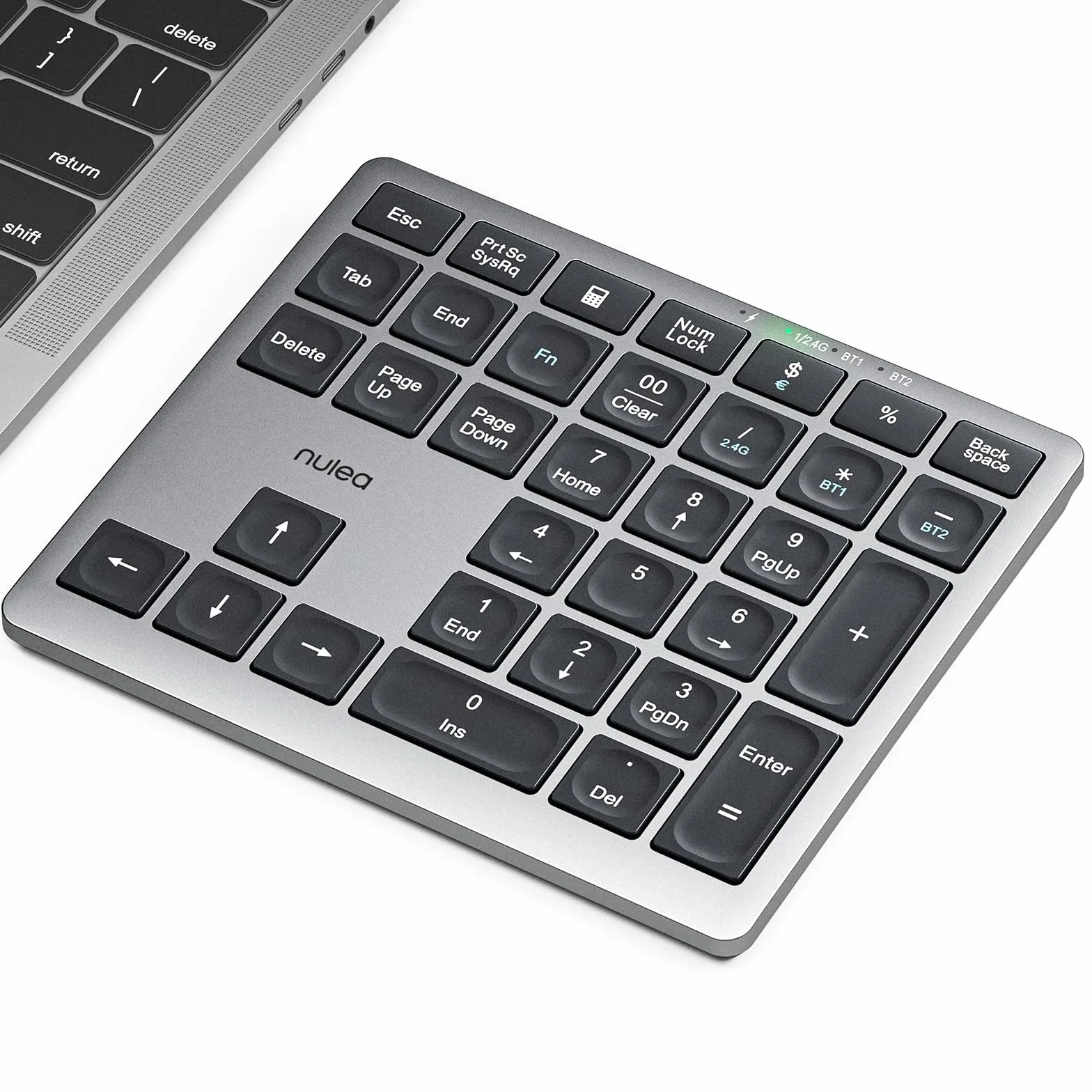 Nulea Teclado numérico portátil inalámbrico Bluetooth 5.0, Recargable por USB-C, Teclado Bluetooth de 34 Teclas para Entrada de Datos, Compatible con computadoras portátiles, Mac, iMac, tabletas y PC