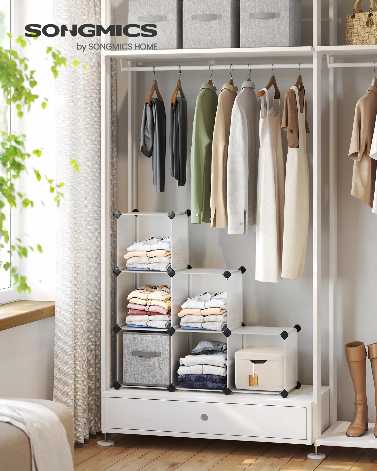 SONGMICS Estantería Modular 6 Compartimentos 30x30x30 cm Blanco LPC111S