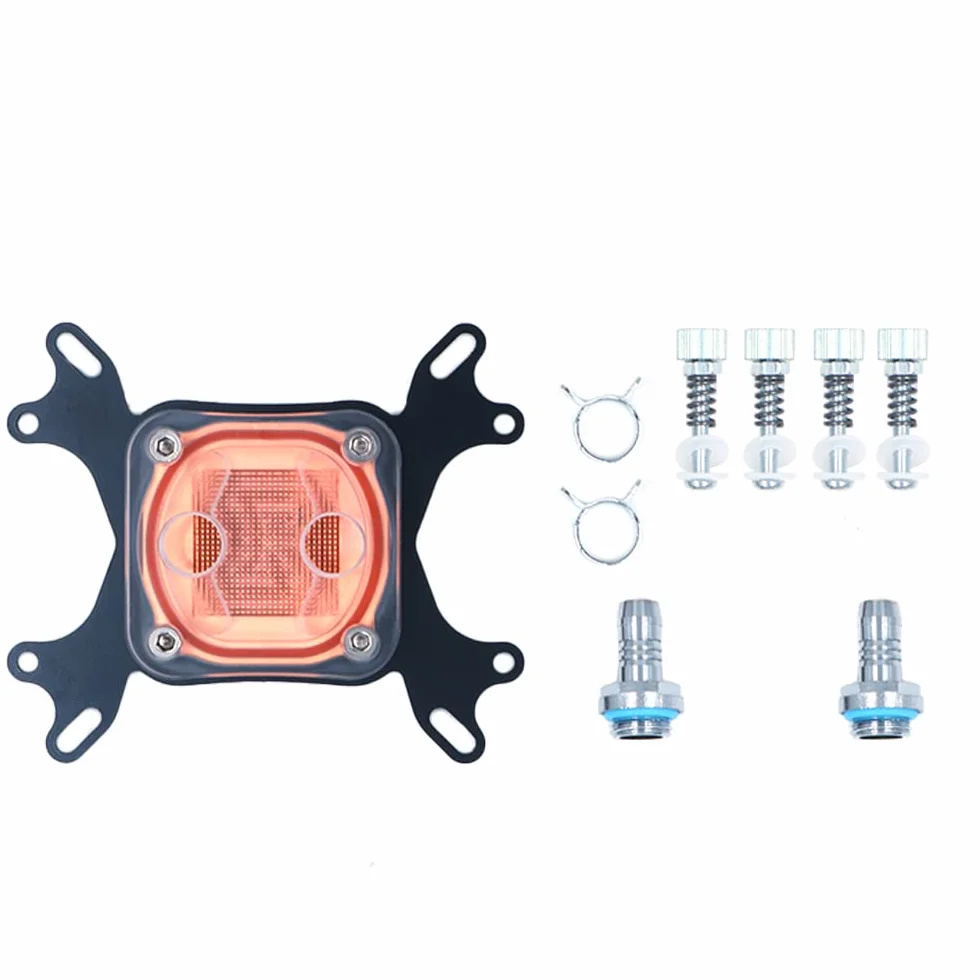 Enfriador de agua para CPU G1/4, base de cobre de 50 mm, bloque de agua universal para CPU, 5 x 5 x 3 cm, compatible con escritorio