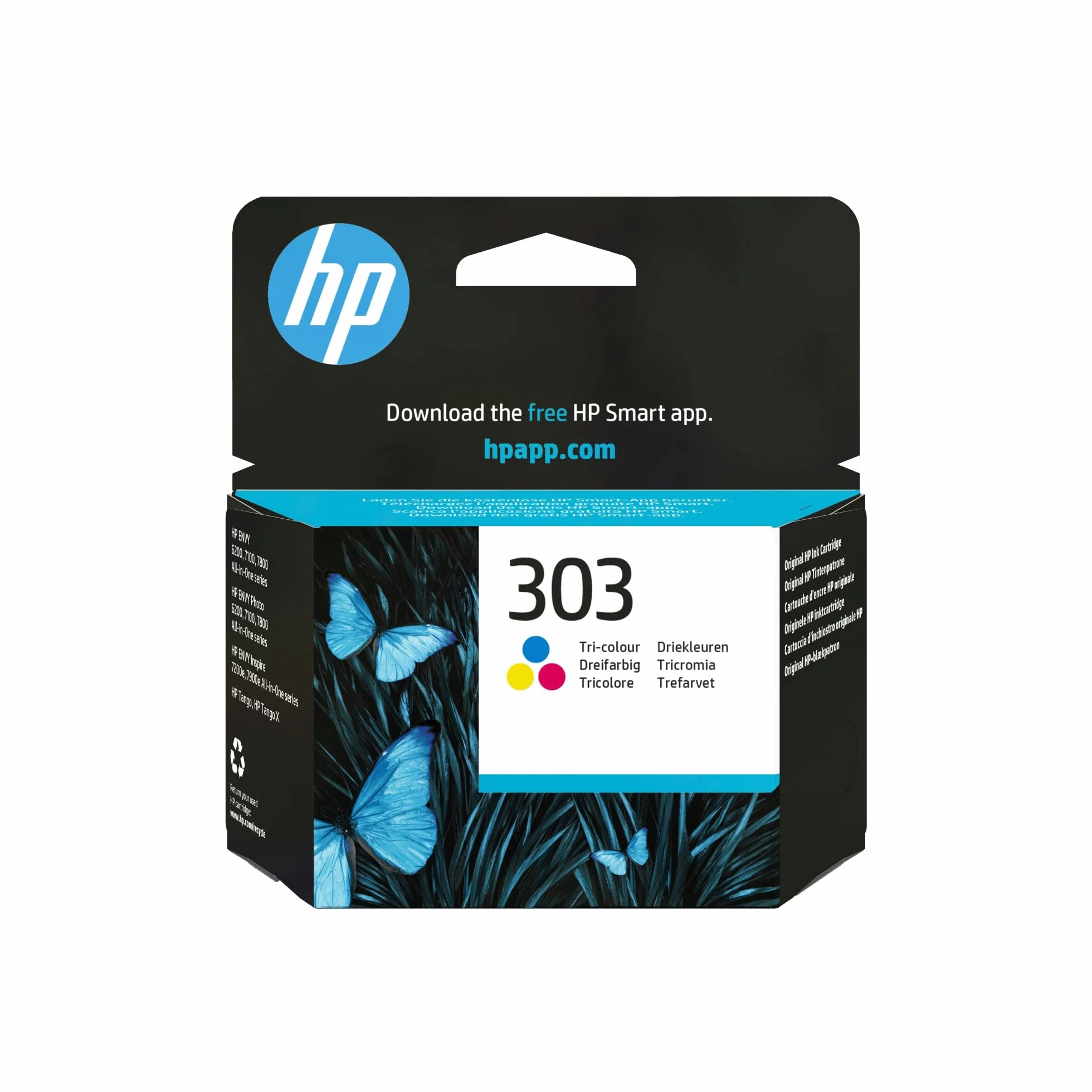 HP 303 T6N01AE, Tricolor, Cartucho de Tinta Original, compatible con impresoras de inyección de tinta HP Tango y Tango X; Envy 6220, 6230, 7130, 7830