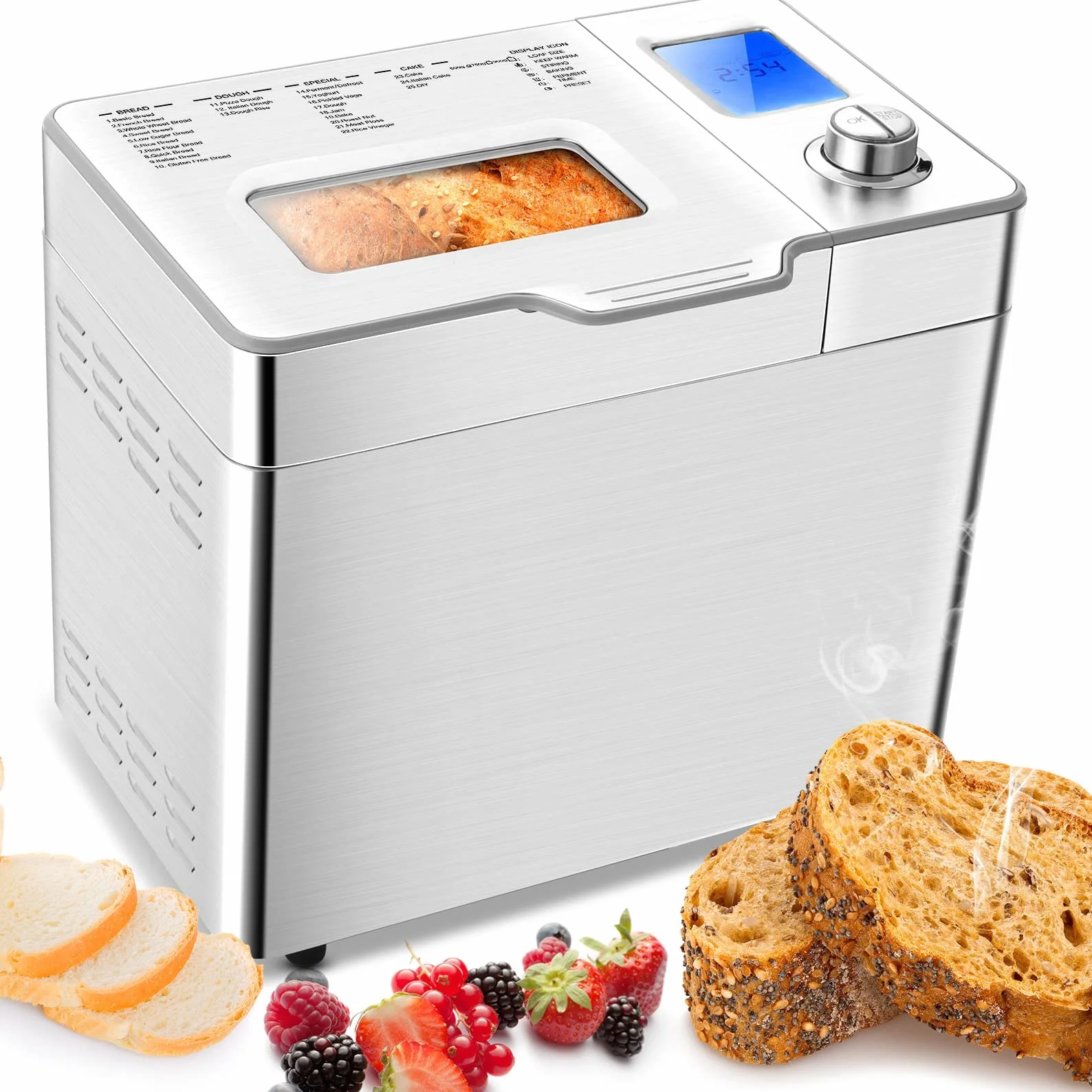 Panificadora 550W, Panificadora automática con 25 programas, Capacidad 500-1000g