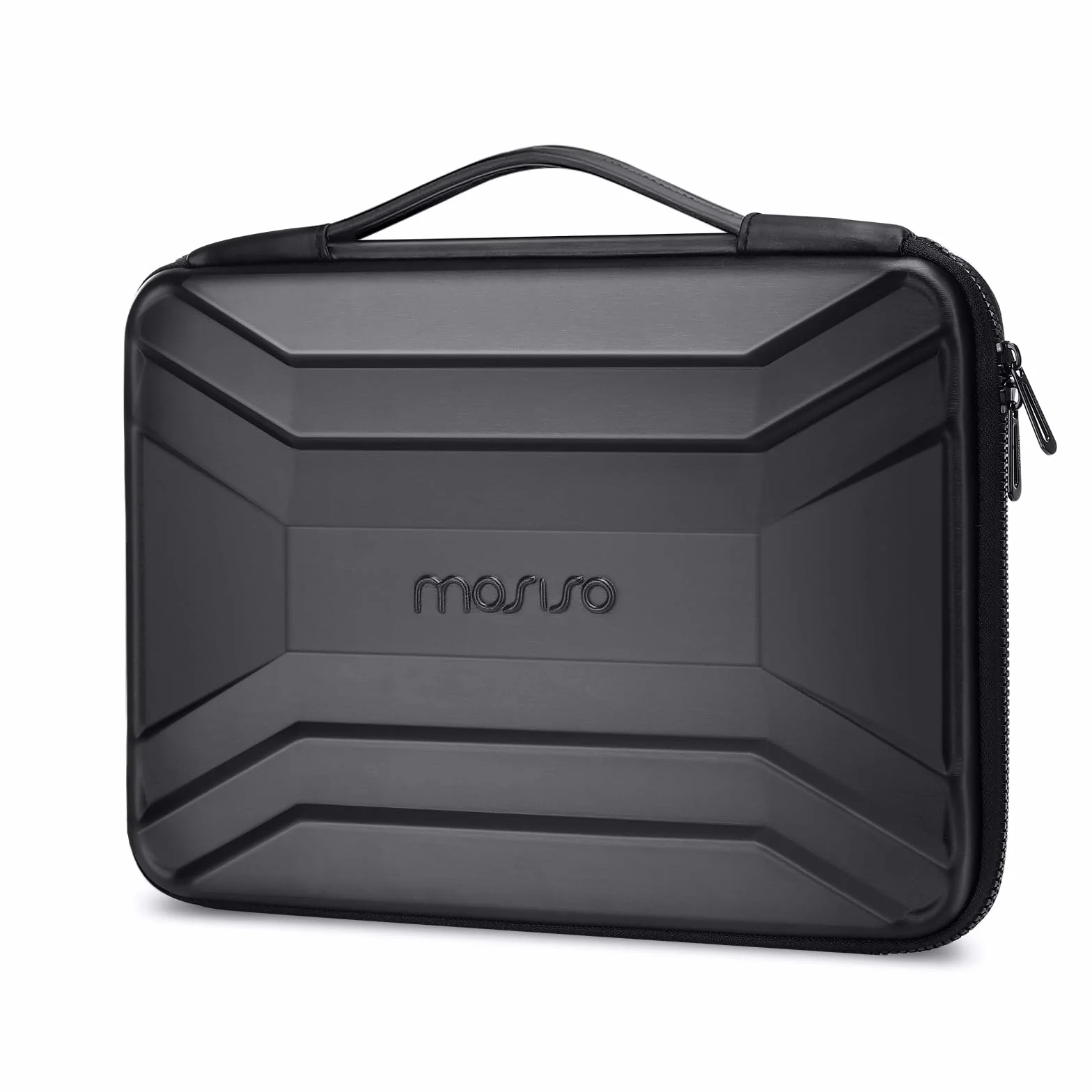 MOSISO 13 a 14 Pulgadas Funda Portátil, 13 3 Pulgadas Waterproof Shockproof Ordenador Bolsa Compatible con MacBook HP DELL, Simétrica Trapezoidal EVA Transporte Laptop Bolsa con Asa,Negro
