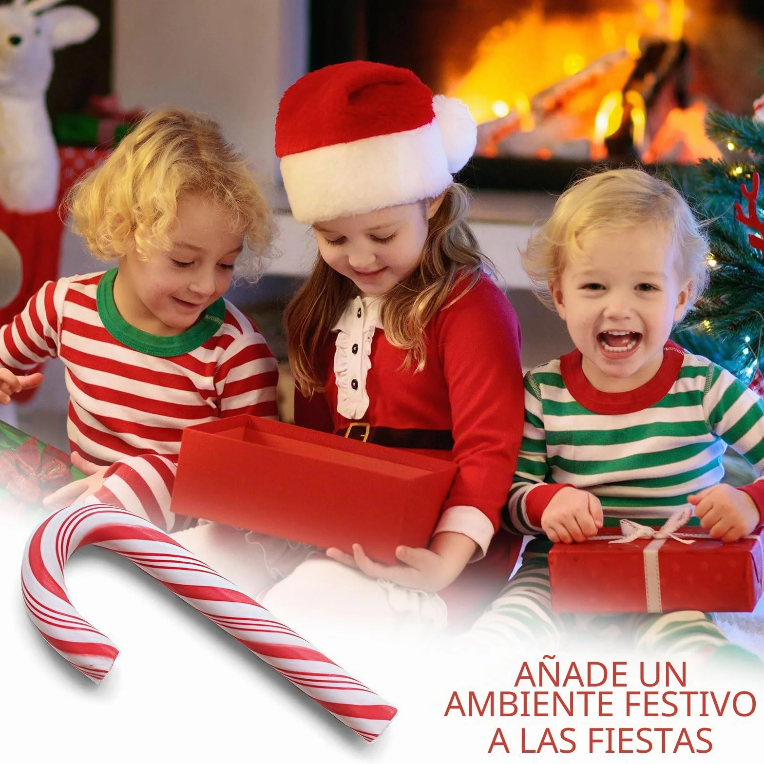 MINI bastones de caramelo decoración Navidad 50 piezas adorno árbol colgantes sin agujero
