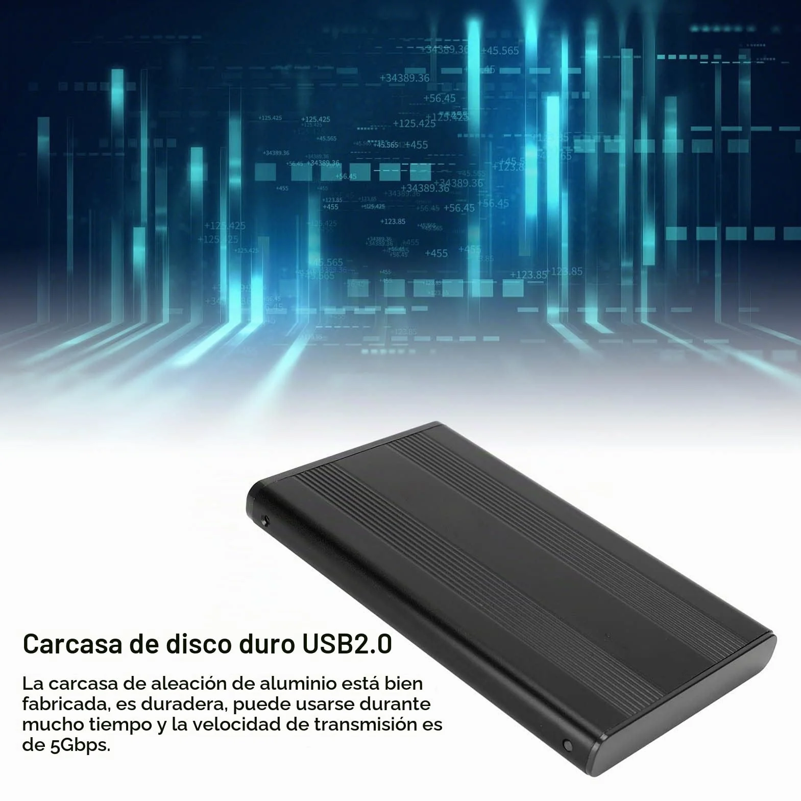 Disco Duro Externo, HDD Cublure 2.5in 5Gbps 2TB Capacidad Caso de Disco Duro Anti Estático con Interfaz USB3.0 Disco Duro Portátil SSD Externo para (Black)