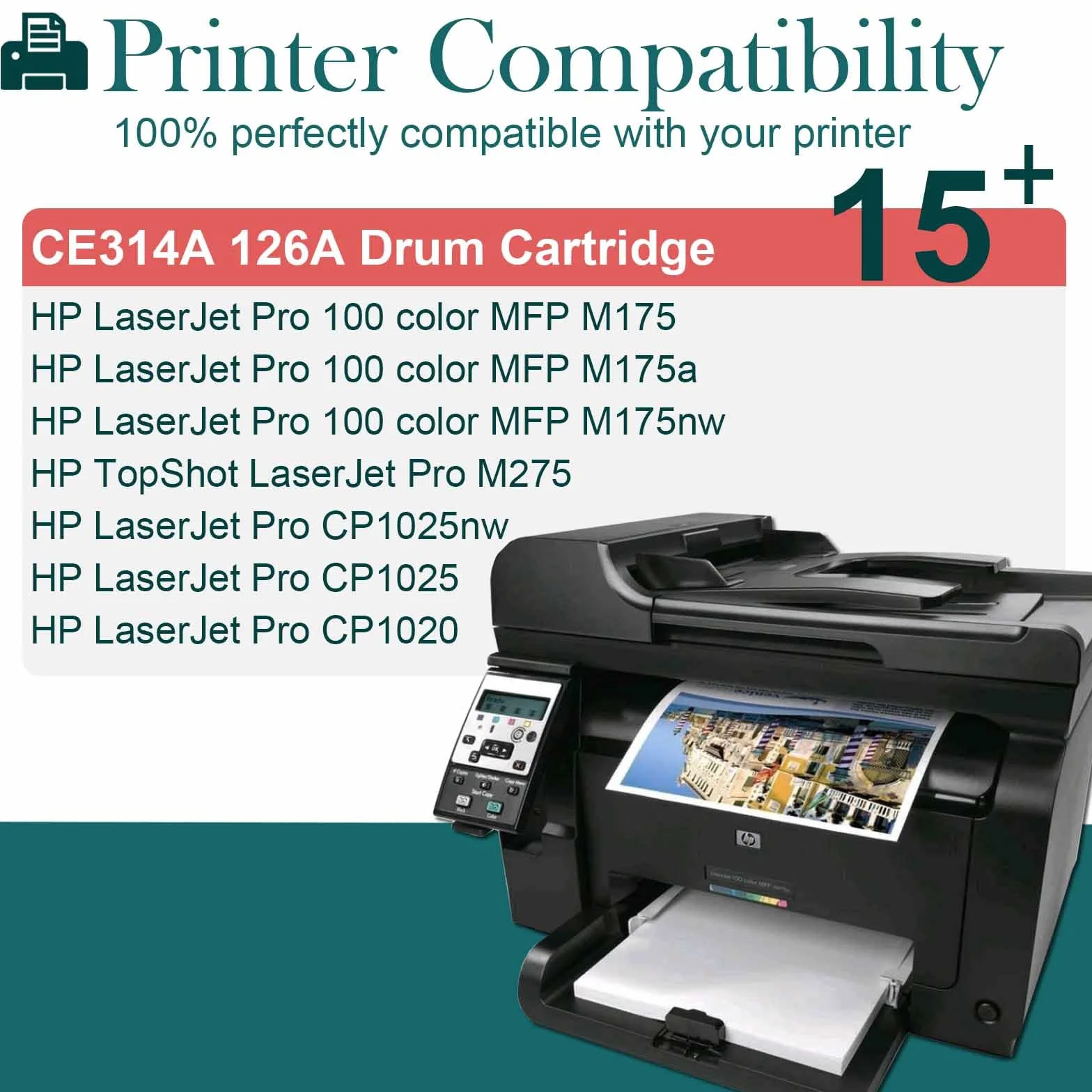 Tambor 126A CE314A Compatible para HP Color LaserJet CP1025 CP1025nw Pro 100 MFP M175nw M175a Pro MFP M176 M177fw M176n TopShot LaserJet Pro M275 Impresora láser Negro