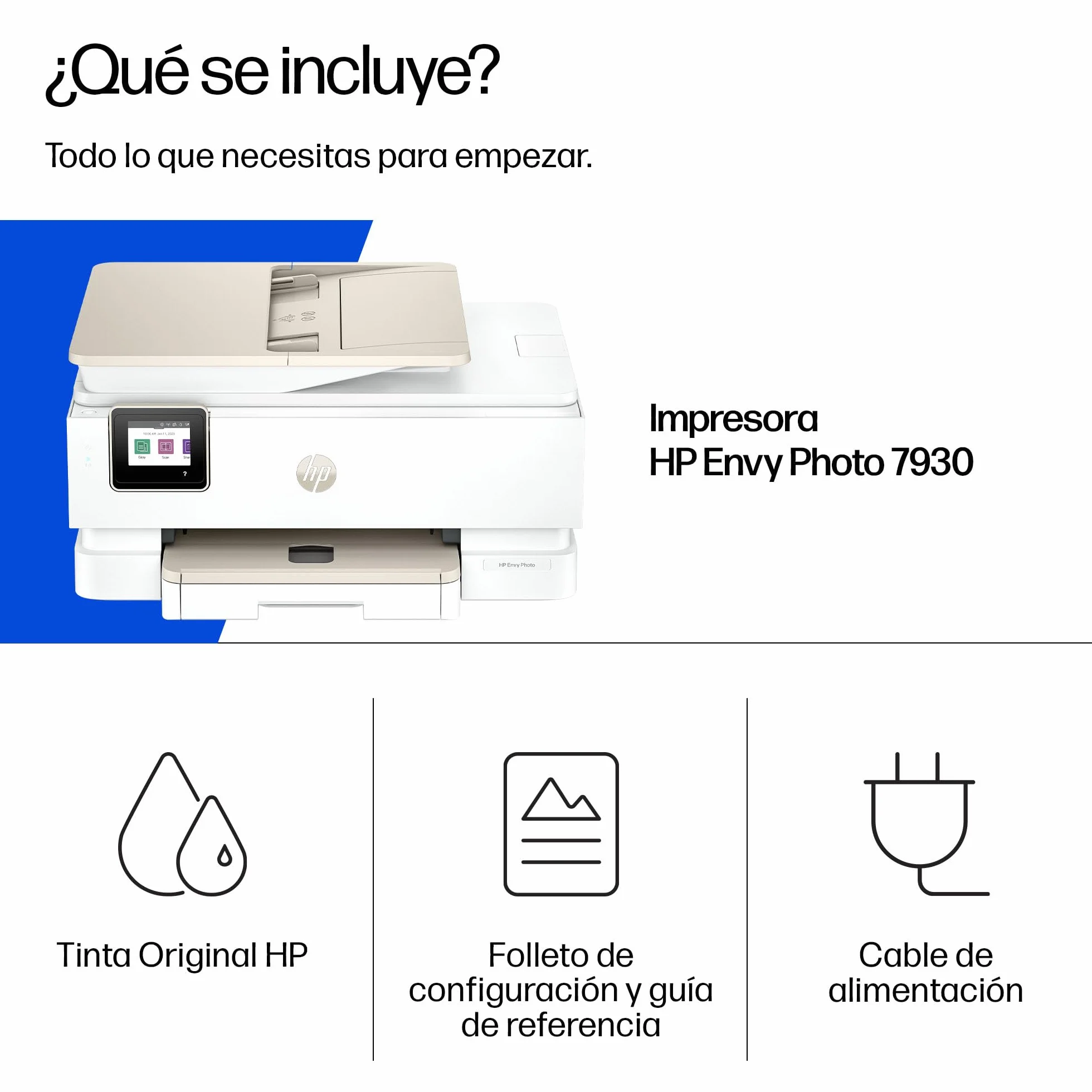HP Envy Photo 7930, Impresora multifunción de inyección de Tinta A4 a Color, Wi-Fi Doble Banda, impresión automática a Doble Cara, ADF de 35 Hojas, Bandeja para Fotos, 6 Meses de Instant Ink