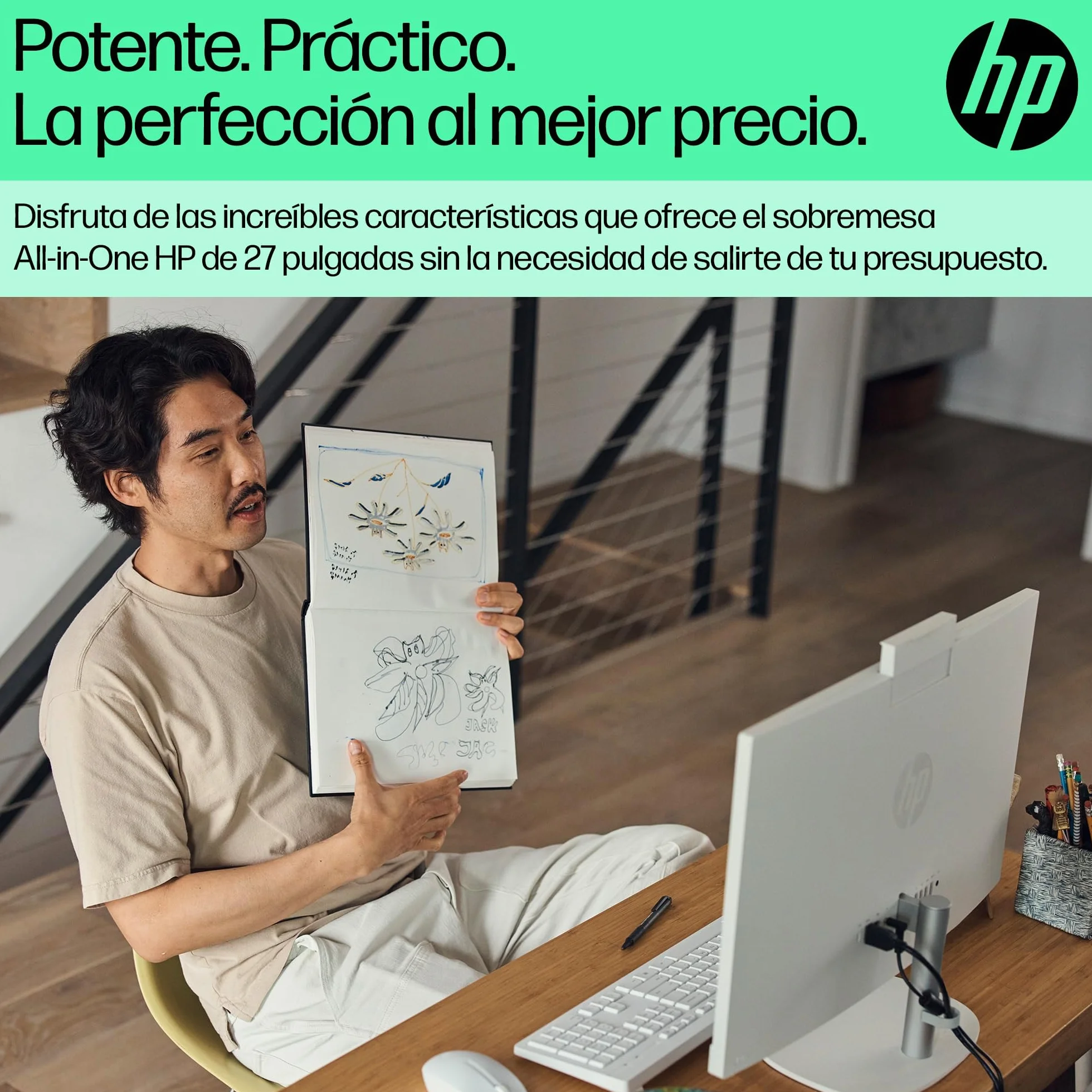 HP All-in-One 27-cr0073ns - Ordenador de sobremesa 27" Full HD con cámara, Teclado y ratón inalámbricos (Intel Core i5-1334U, 16GB RAM, 1TB SSD, Intel UHD Graphics, Windows) Blanco