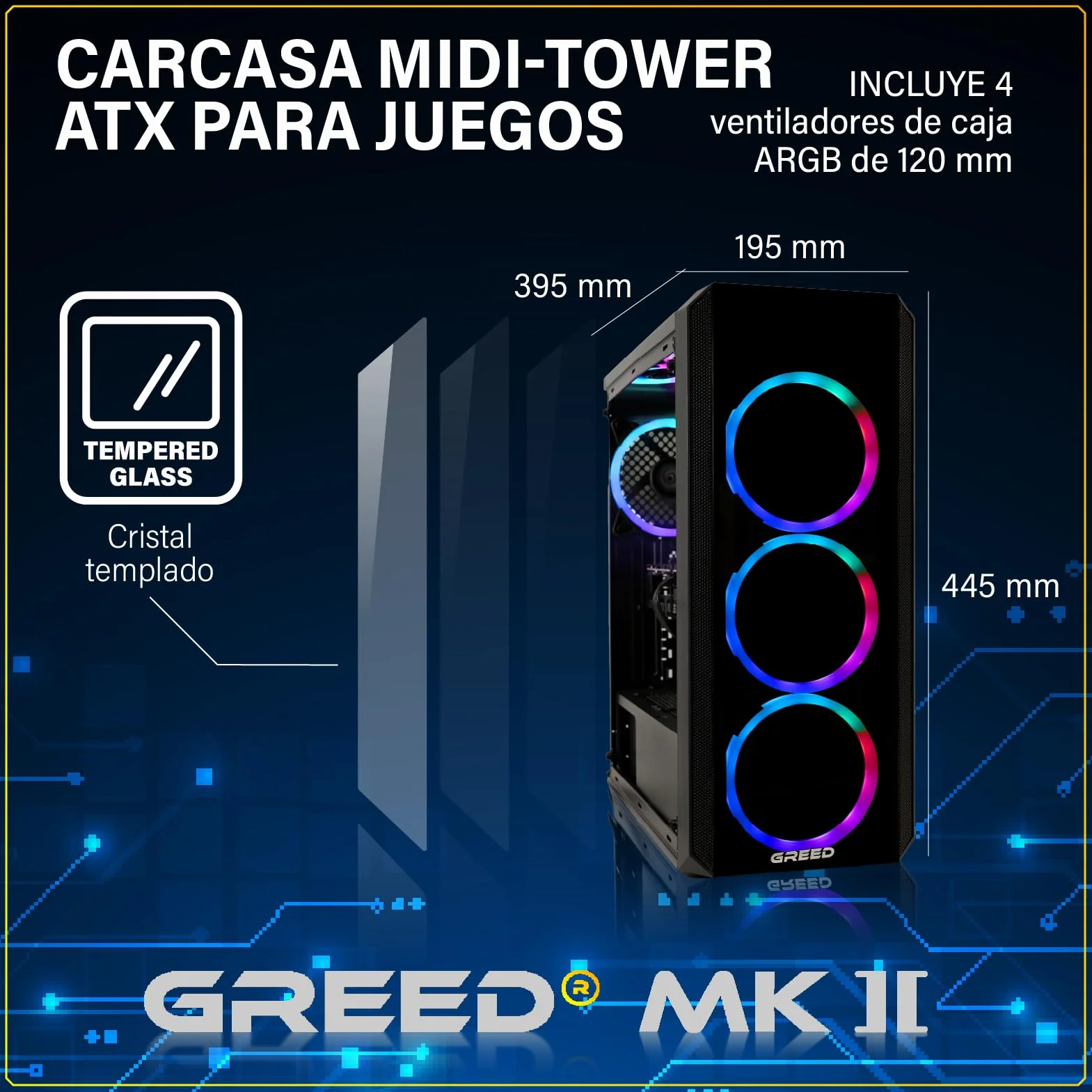 Greed MK2 Gaming PC AMD Ryzen 7 5700X 8 Core Nvidia Geforce RTX 5060 Ti 8GB 32GB RAM DDR4 1TB SSD WLAN W11 Pro