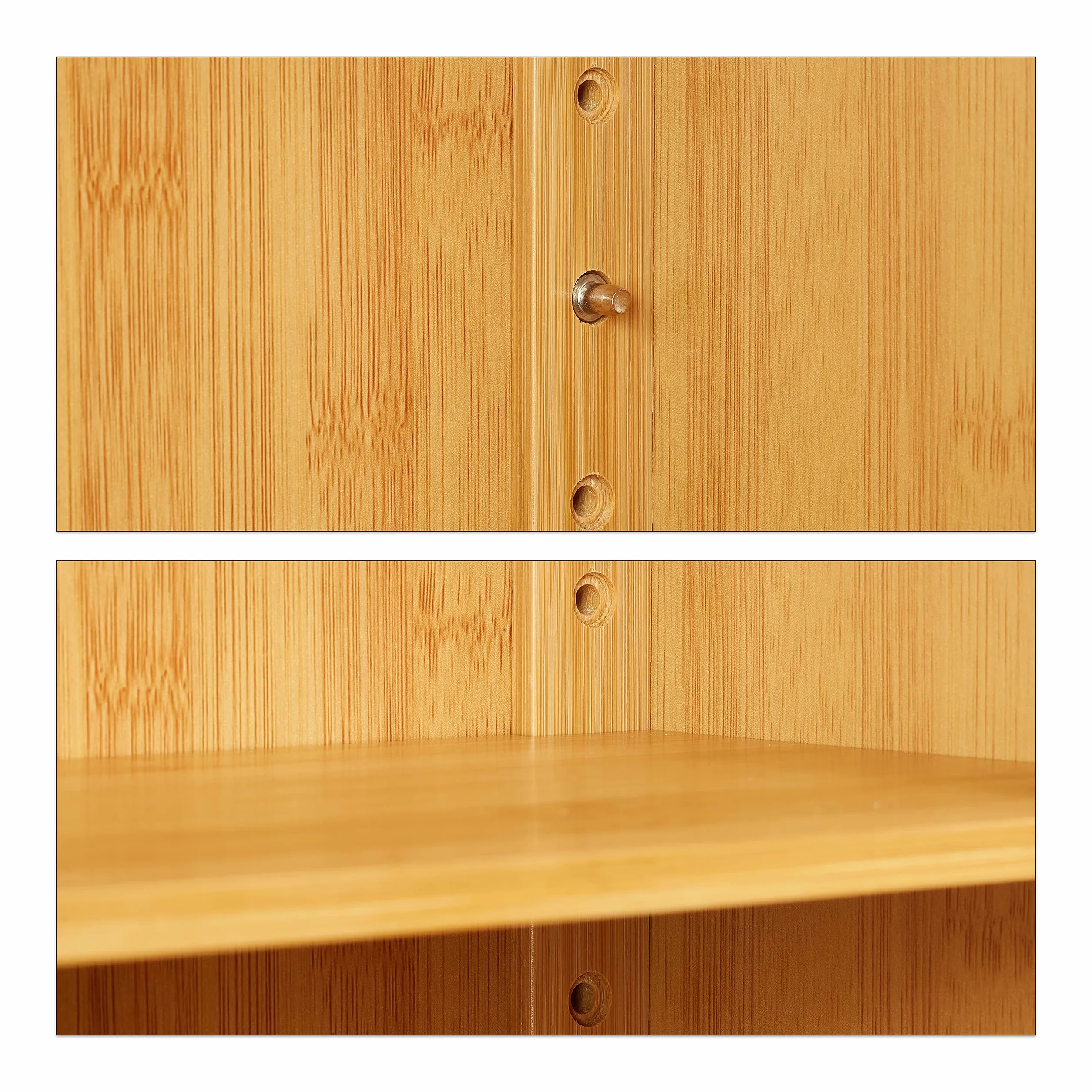 Relaxdays Estante de pared LAMELL bambú 66x62x20 cm 2 puertas color natural