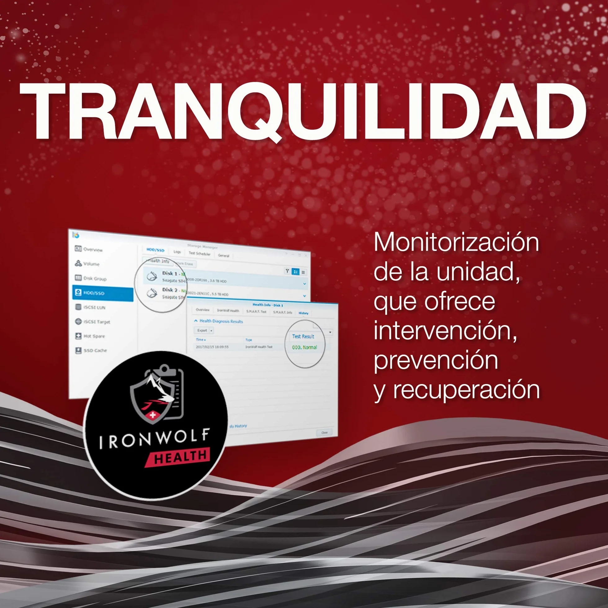 Seagate IronWolf Pro, 16TB, NAS, Disco duro interno, HDD, CMR 3,5" SATA 6GB/s, caché 256 MB, almacenamiento RAID, 3 años Rescue Services (ST16000NE000)