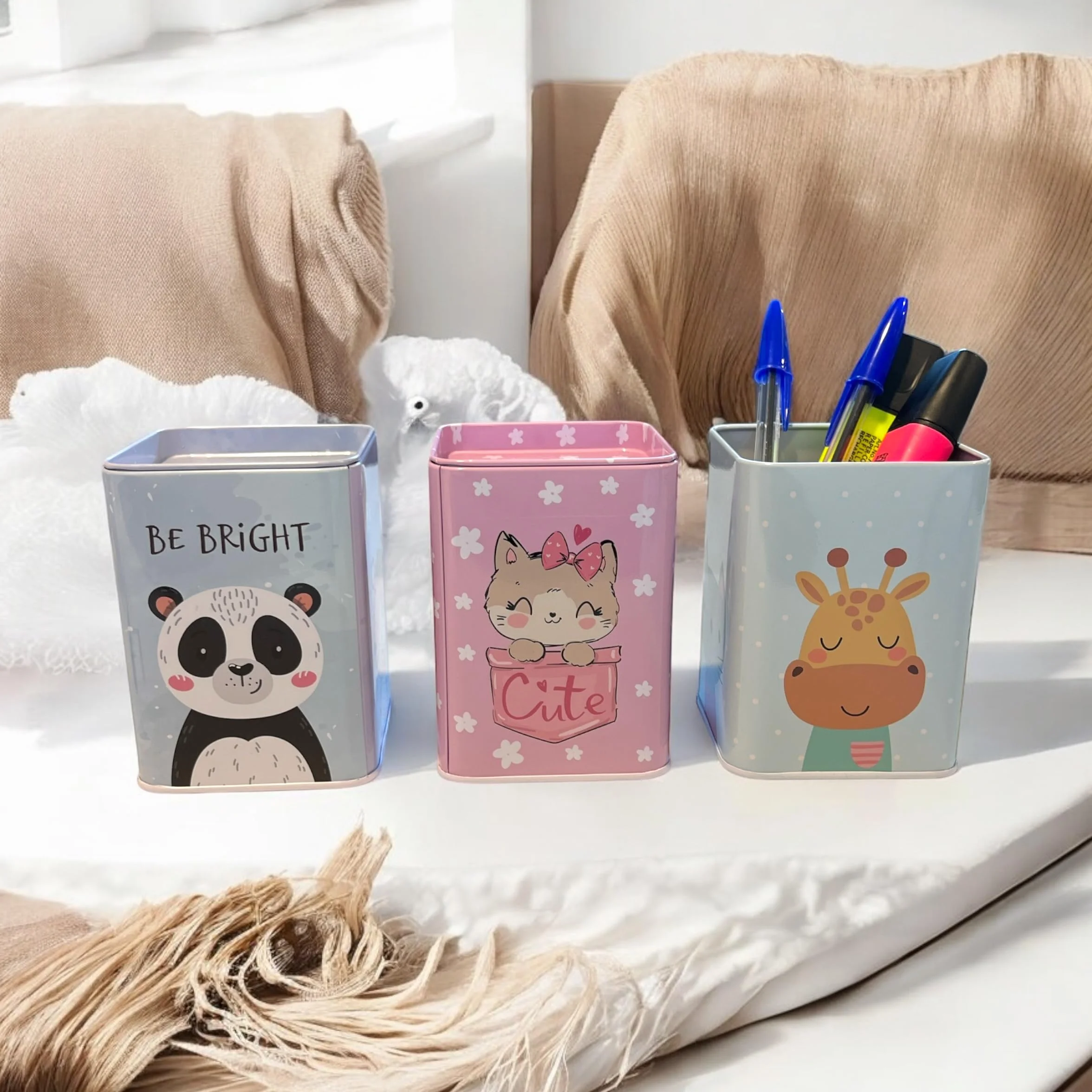 Hucha Lata Infantil Original Animalitos Verde con Tapa