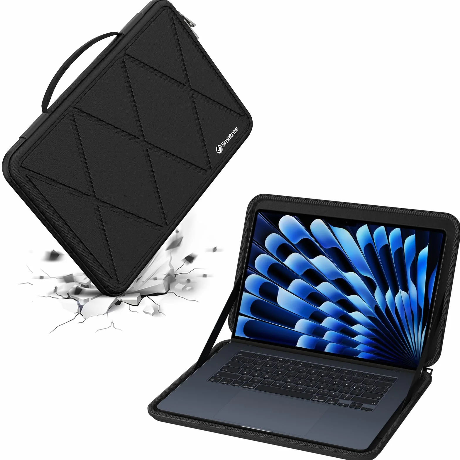 Smatree Funda Protectora rígida de EVA Compatible con Apple 15 Pulgadas Macbook Air M4 2025,MacBook Air M3 Chip 2024/M2 Chip 2023 de 15.3 Pulgadas,MacBook Air A3114/A2941 Portátil y Bolsa Antichoque