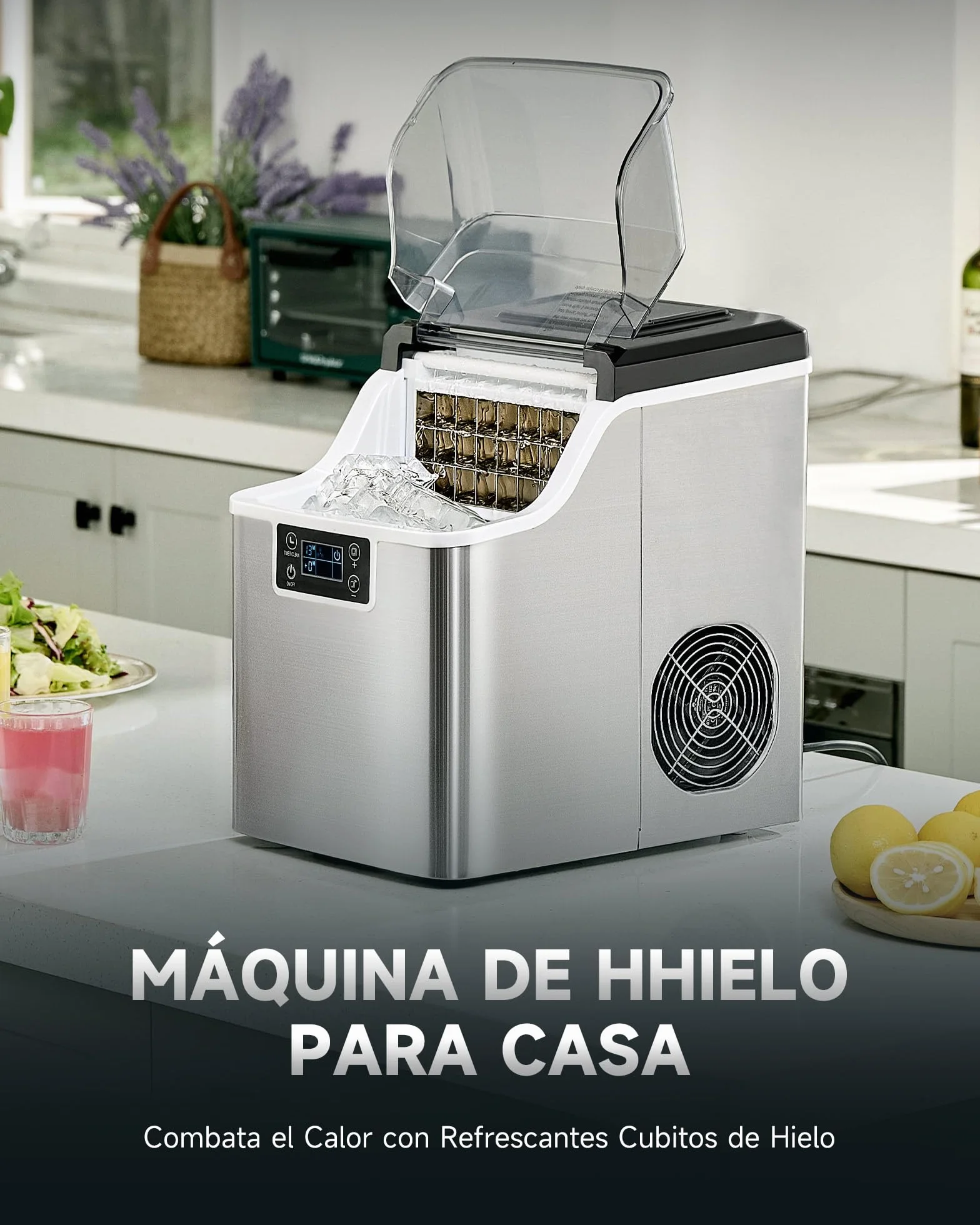 CREWORKS Maquina para Hacer Hielo 22KG/24H 24PCS 160W Portátil para Hogar