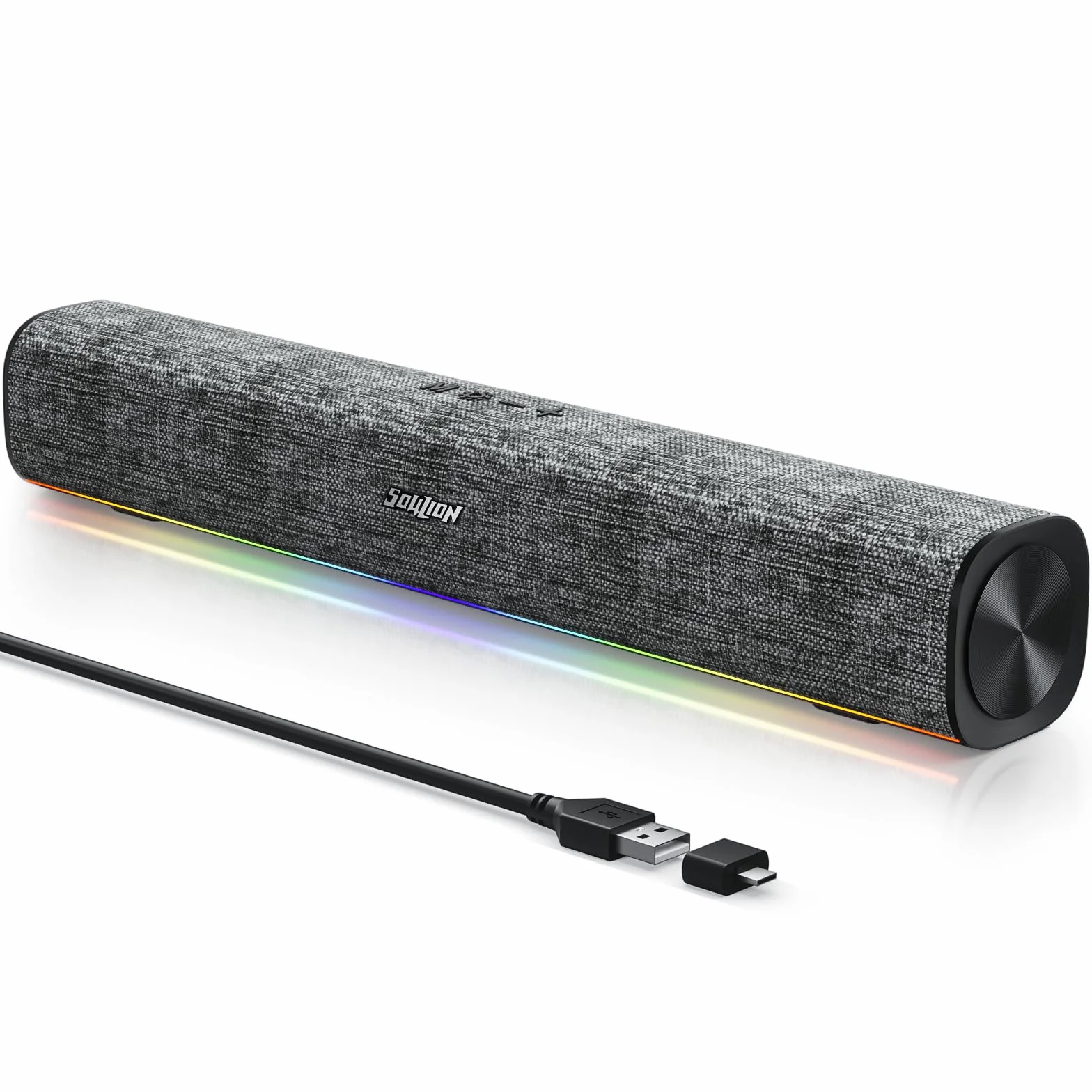 SOULION R100 Barra Sonido para PC/Ordenador Portátil con Bluetooth y iluminación Personalizable, Alimentación USB, para Ordenador, Portátil Móvil, Teléfonos