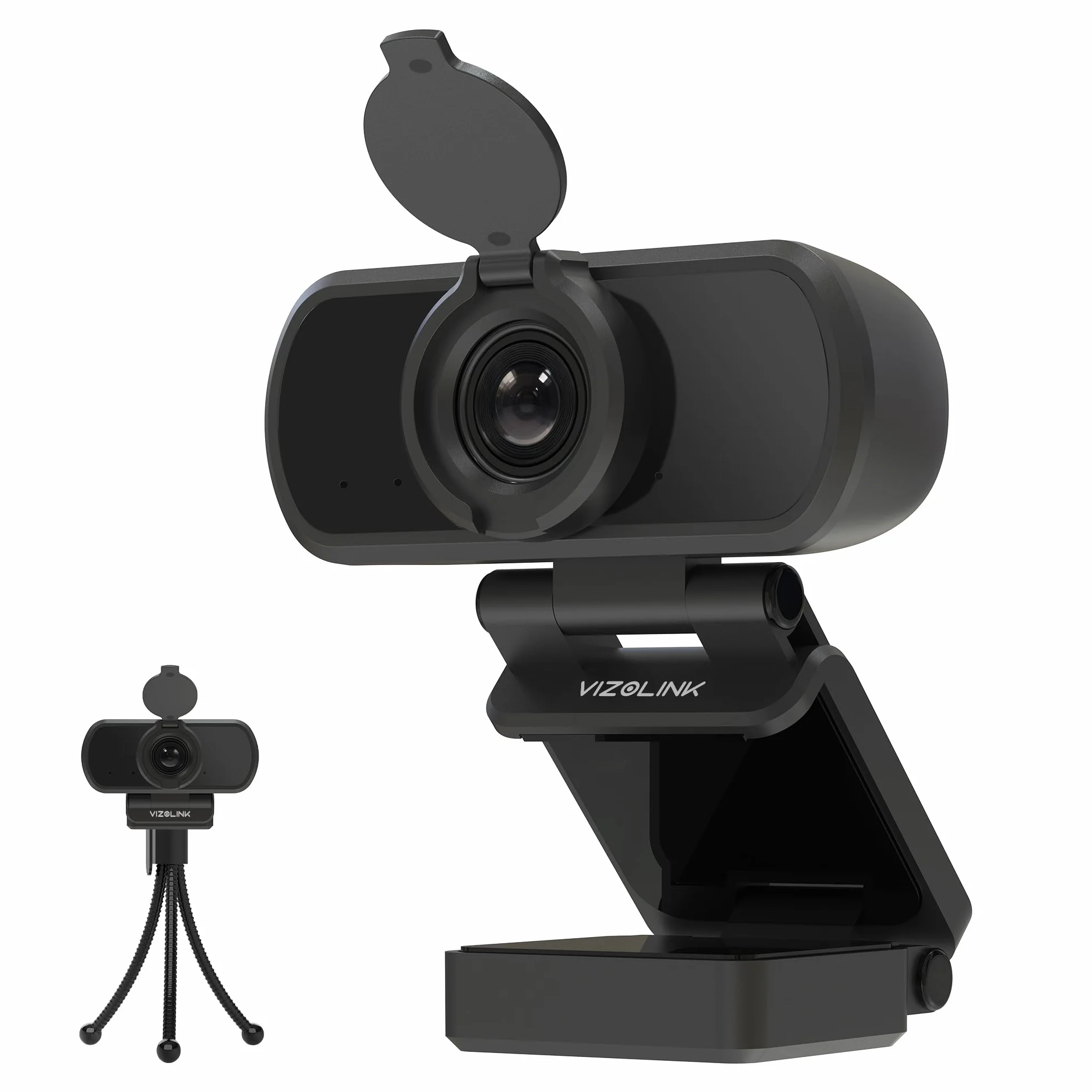 N51A Webcam Full HD 2.5k 30FPS Webcam PC con 2 Micrófono 110°Ángulo de Visión Corrección de Iluminación para Windows MacOS Linux Soporta Youtube Streaming Video Calling Zoom Videoconferencia