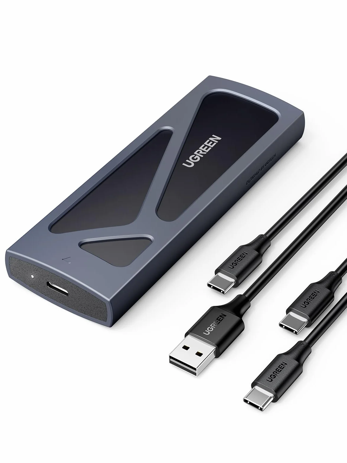 UGREEN Caja SSD M2 NVMe, Carcasa M.2 con UASP USB C 3.2 Gen 2 10Gbps para M/ B+M Key 2230/2242/2260/2280, con Cable Type C y A