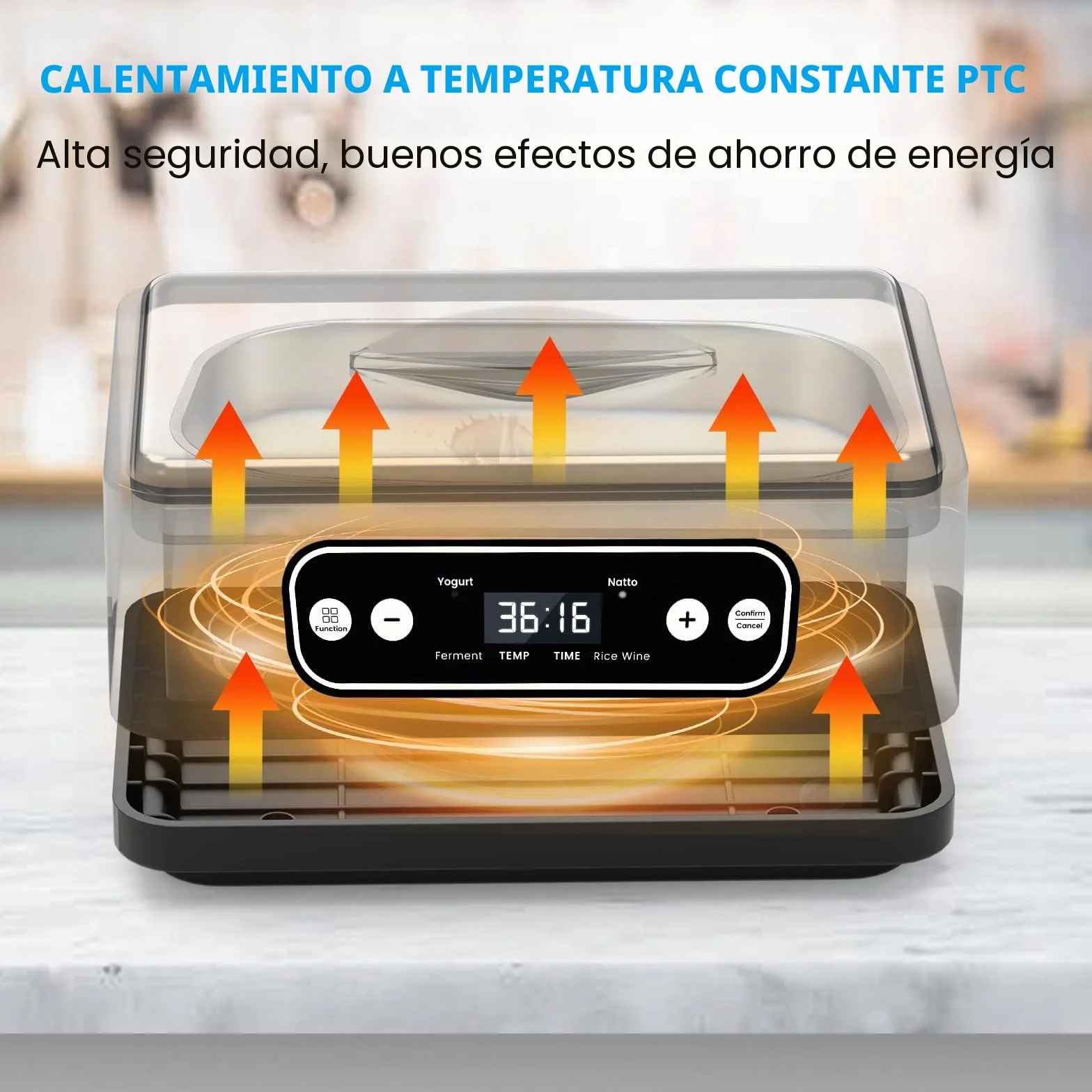 Yogurtera 1.6L 9 Latas 304 Acero Inoxidable Calentamiento PTC Fermentación