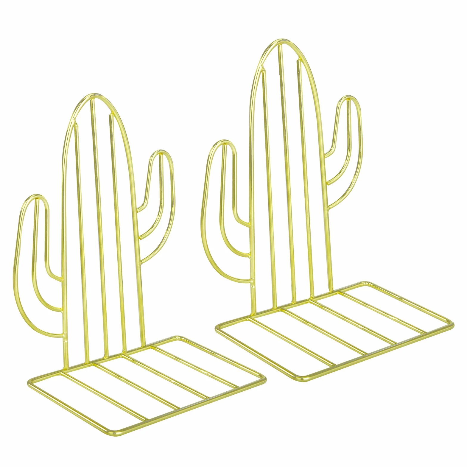 Sujetalibros de Metal Cactus Soporte Hierro Antideslizante 2 PCS Oro