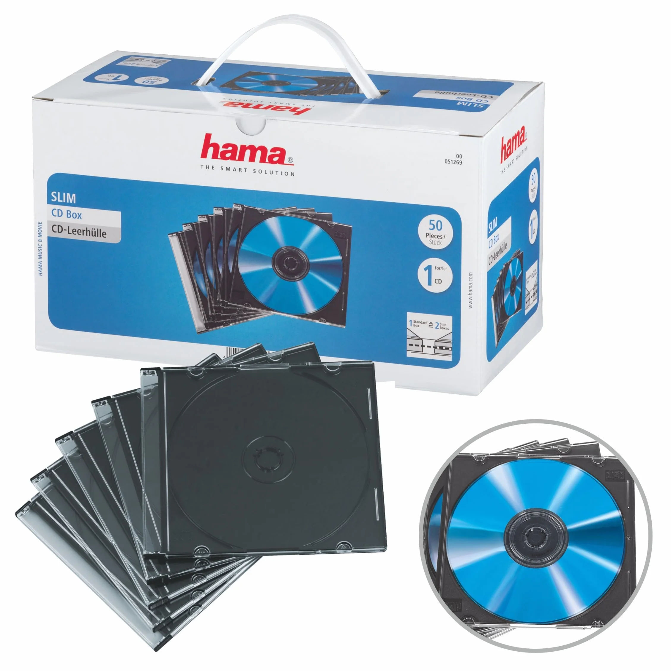Hama - CD Jewel Slim Caja, 50 Unidades