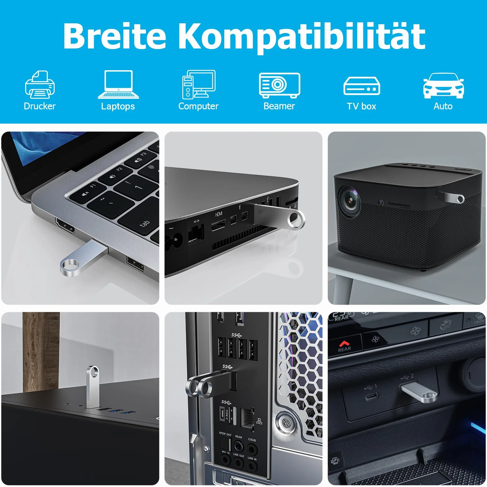 Pendrive 8GB 10 Piezas,ABLAZE Mini Metal Memoria USB 2.0 Impermeables 8 GB Pen Drive 10 Pack para computadora portátil, computadora, televisión, automóvil…