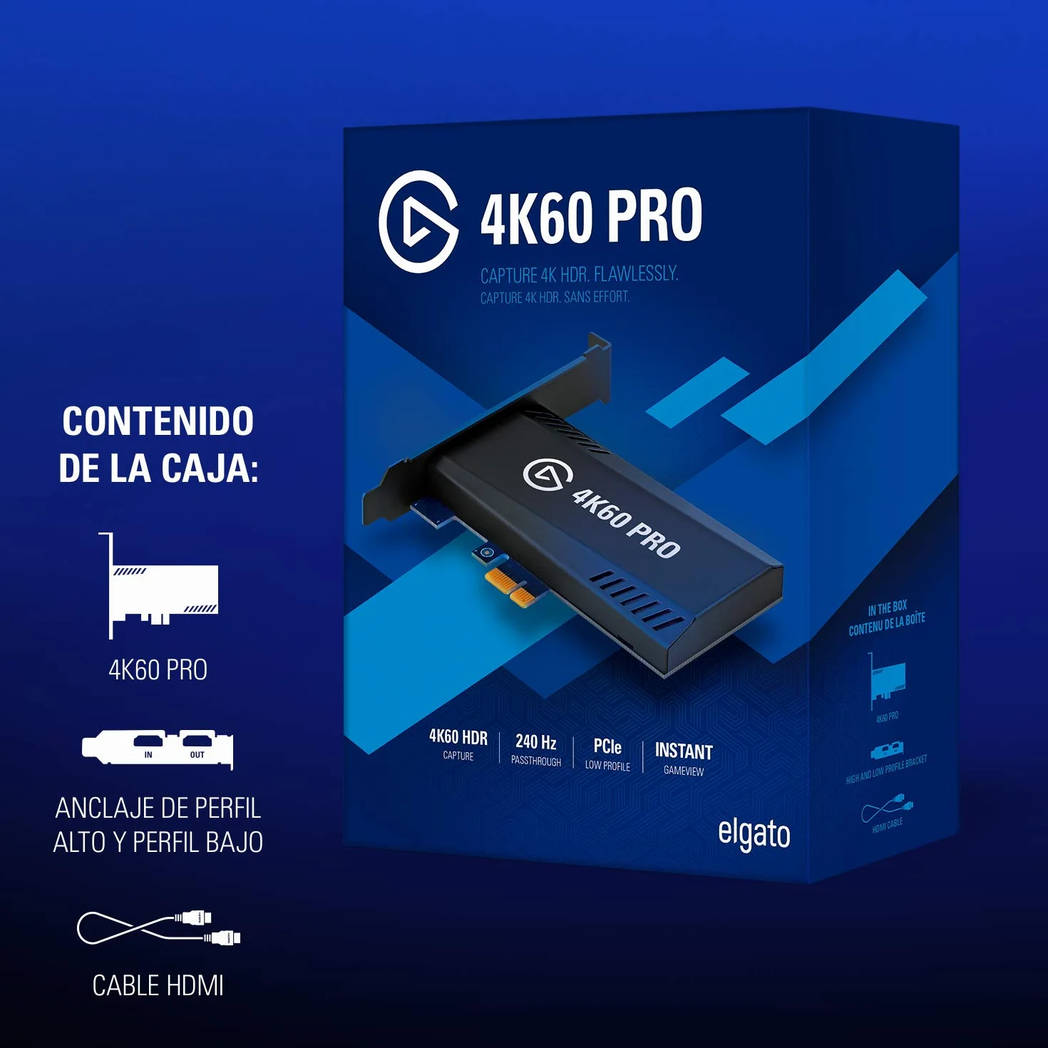 Corsair Game Capture 4K60 Pro MK.2 - Captura y traspaso de señal a 4K 60FPS HDR Captura, PCI x4 (Interno), Tecnología Visualización Instantánea de latencia ultrabaja