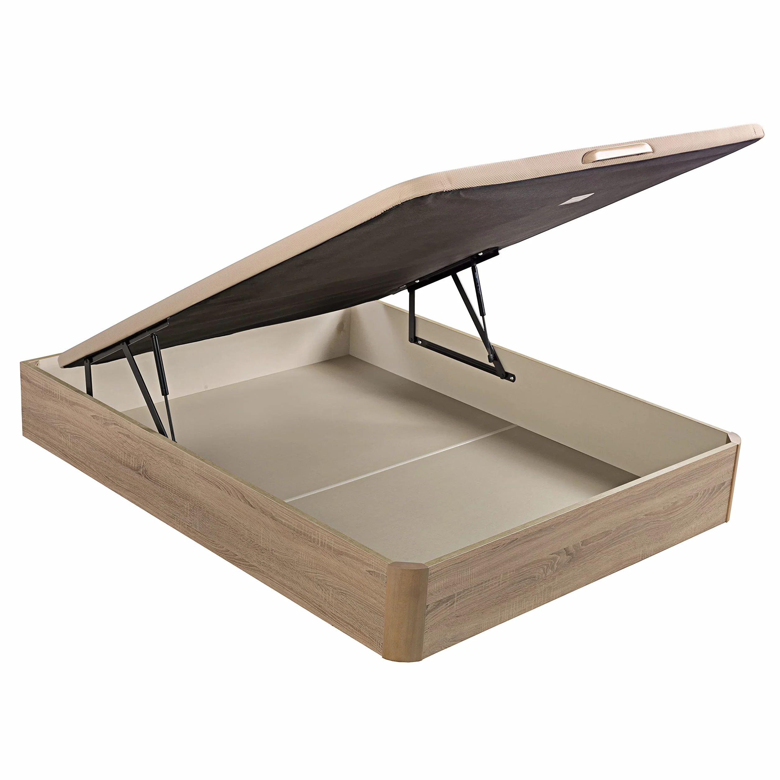 What The Sleep | Canapé Abatible de Madera Gran Capacidad | 135x190 | Montaje y Retirada Usado Incluido | Natural | 32 cm | Apto Todos Colchones | Esquinas Delanteras Redondeadas | Storage Bed