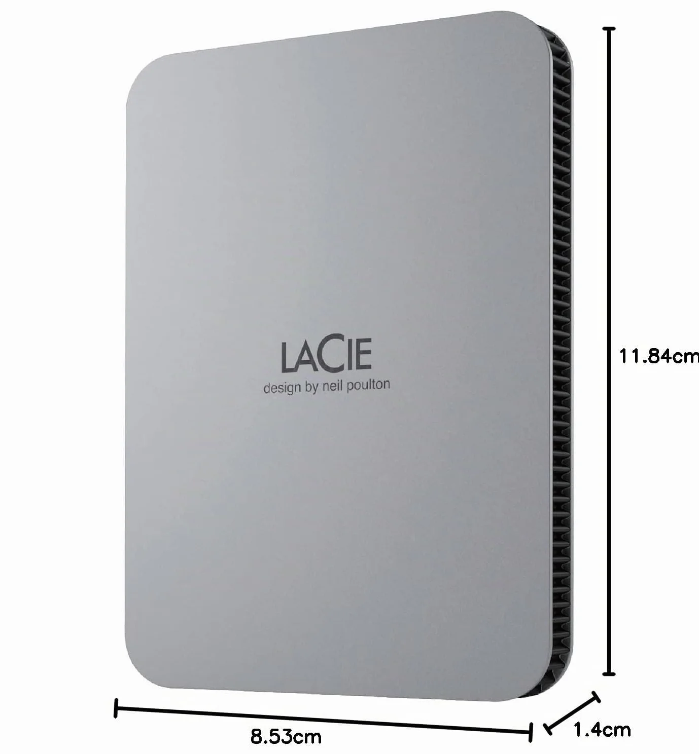 LaCie Mobile Drive V2 1TB — diseño fino, USB‑C Disco duro externo portátil 2,5", Moon Silver, para Mac y Windows — incluye Rescue Data Recovery