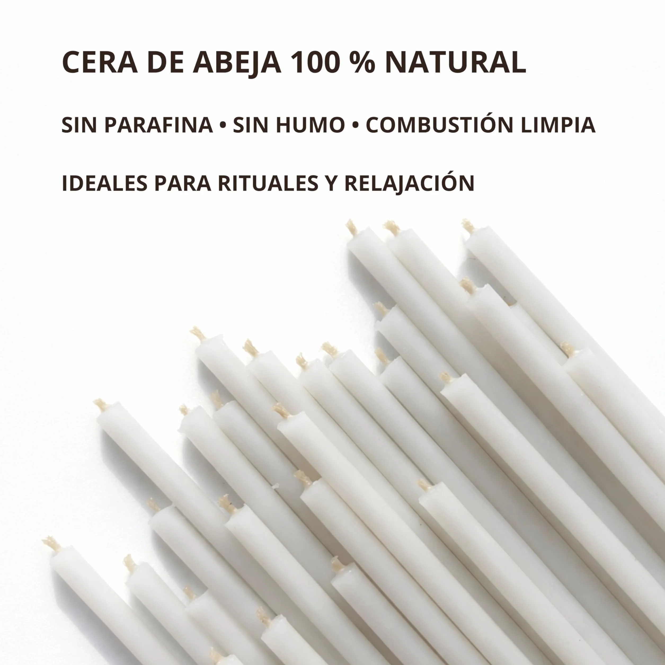 Velas Finas Blancas de Cera de Abeja Natural 16 cm x 0,5 cm CanBee Sin Humo 40 Min