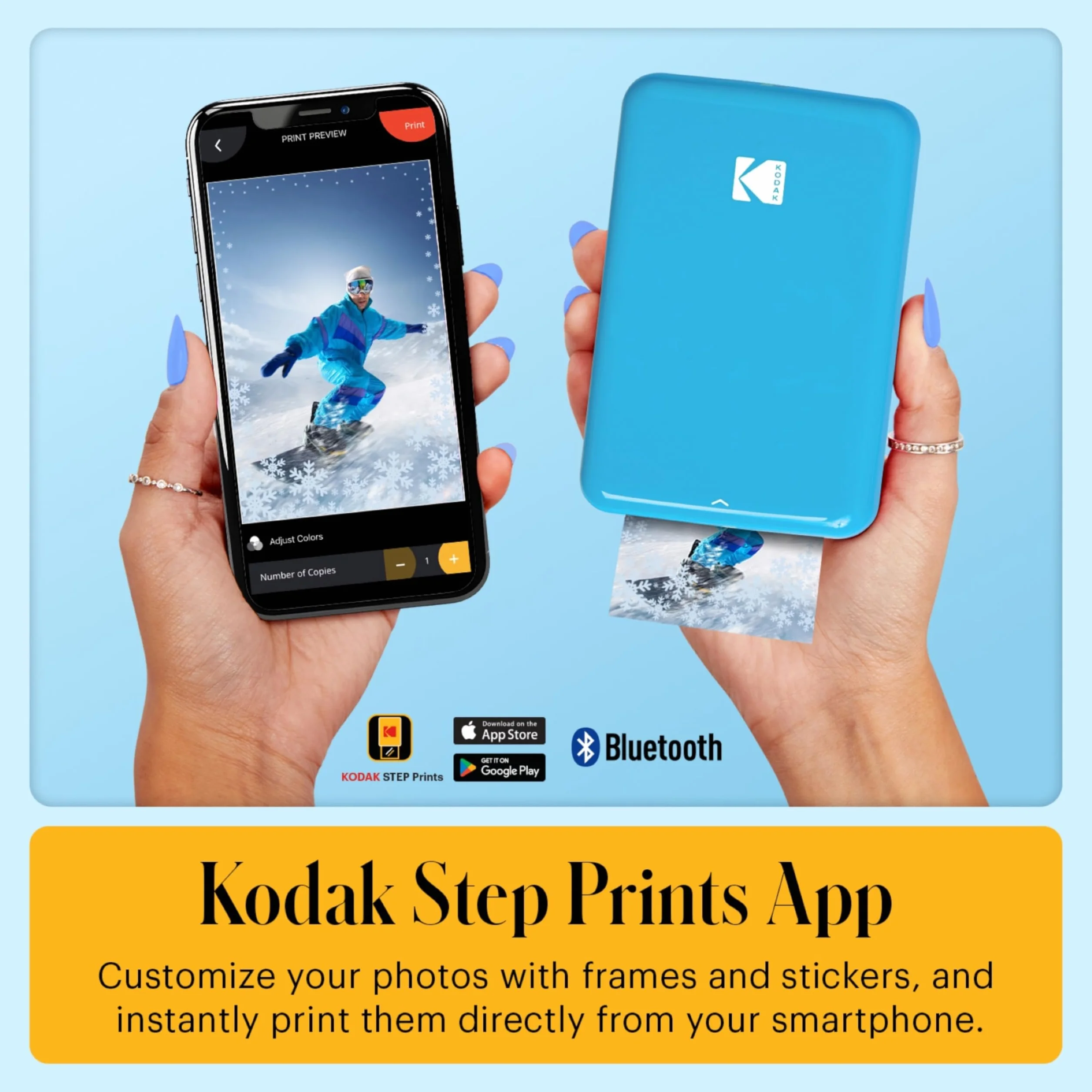 Kodak Step Impresora Móvil com Tecnologia Zink (Azul) Kit de Viaje