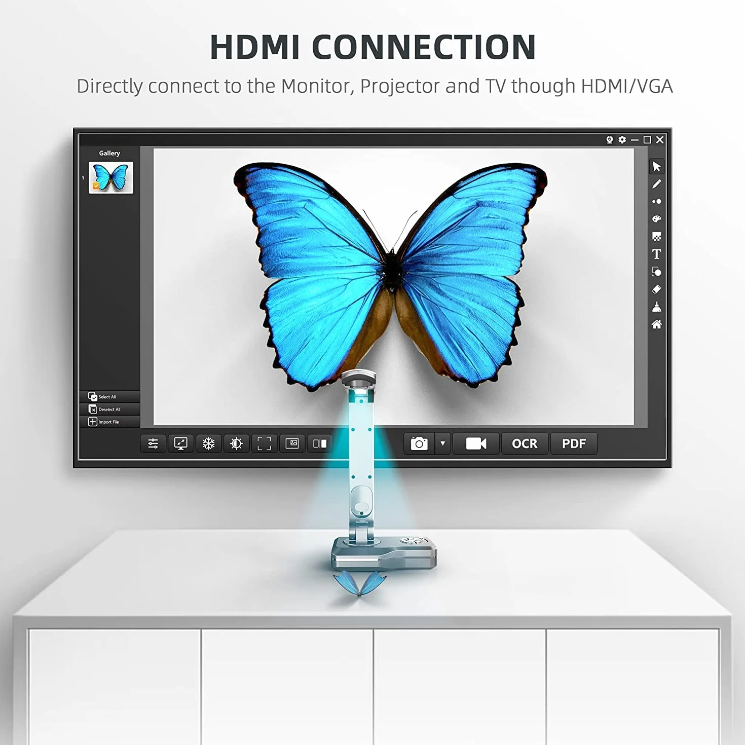 JOYUSING V508 VGA/HDMI/USB Cámara de Documentos & Visualizador 8 MP HD, Formato A3, educación a Distancia, Conferencias Web, para Windows, Mac, Funciona con o sin computadora