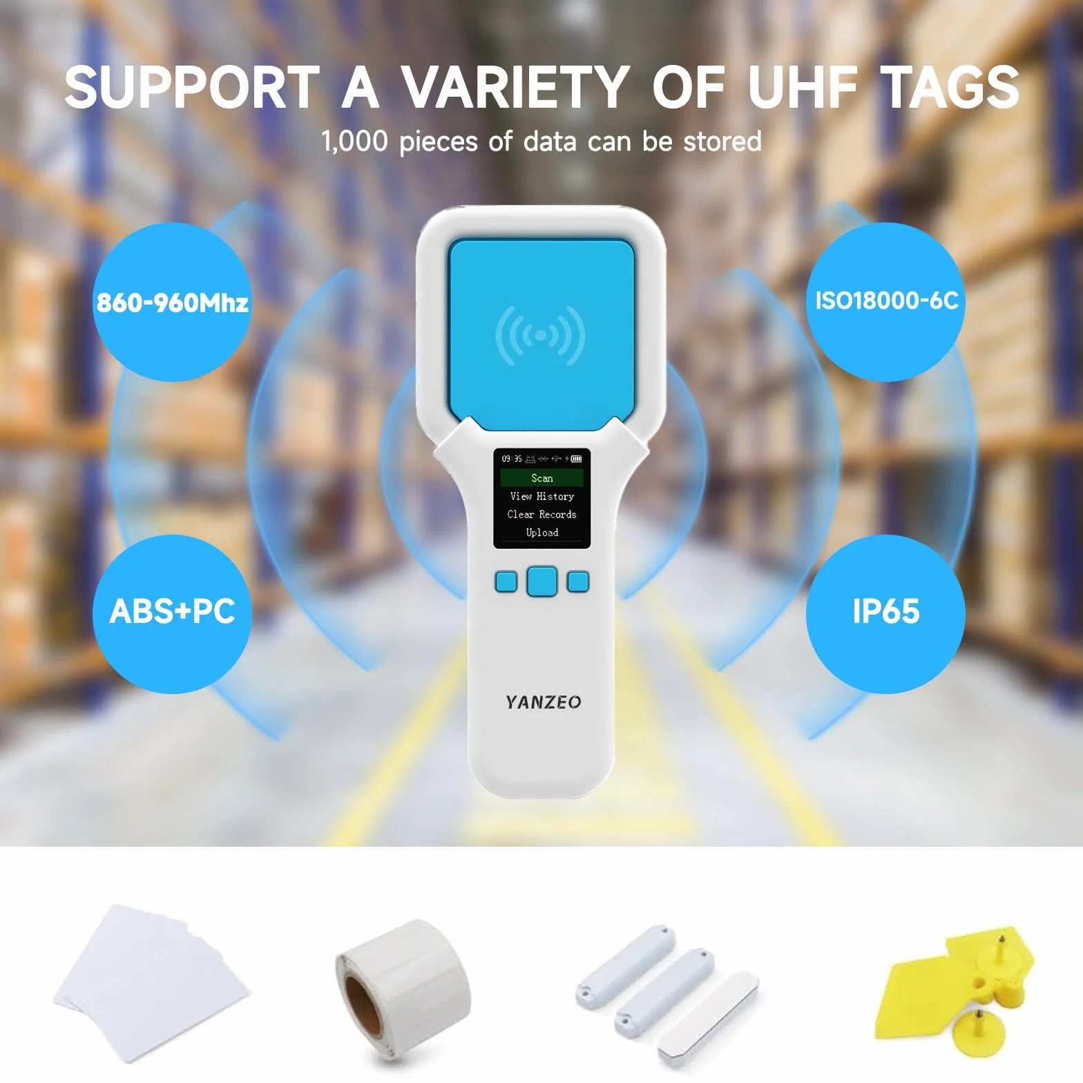 Lector RFID UHF SR300 860-960 MHz Bluetooth Mano