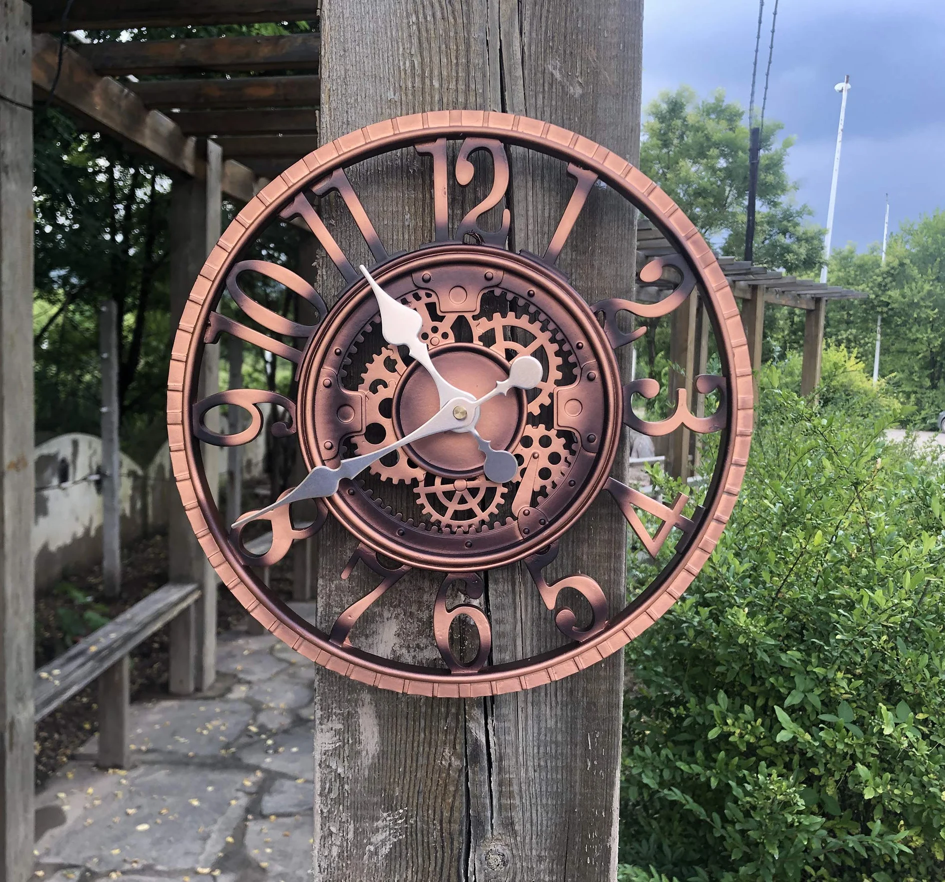 KUNY Reloj de pared grande retro para exteriores, resistente a la intemperie, reloj de baño grande, vintage, decorativo, con sin tictac, reloj moderno