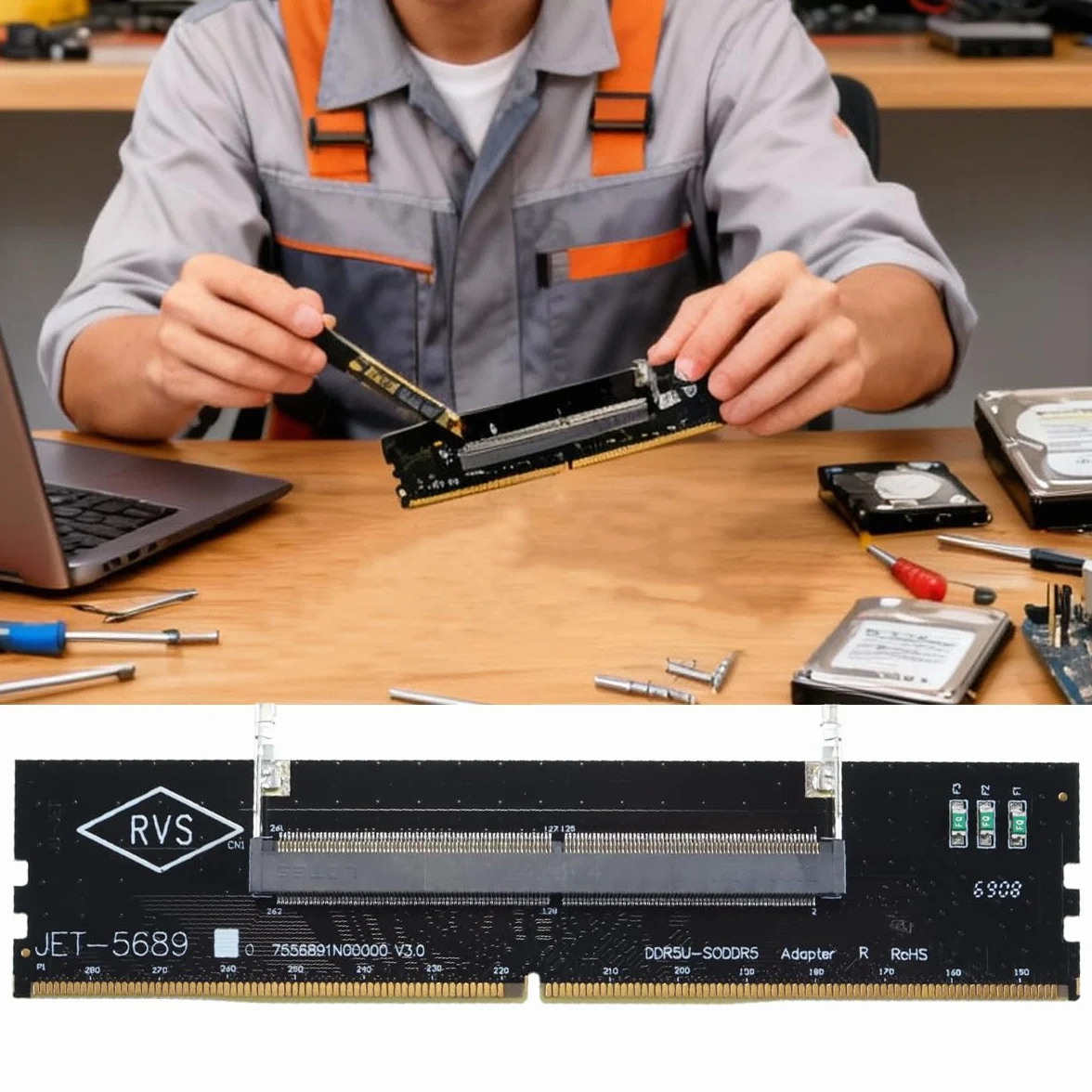 Placa Adaptadora De Protección Para Módulos De Memoria DDR5 De Portátiles Y De Escritorio.