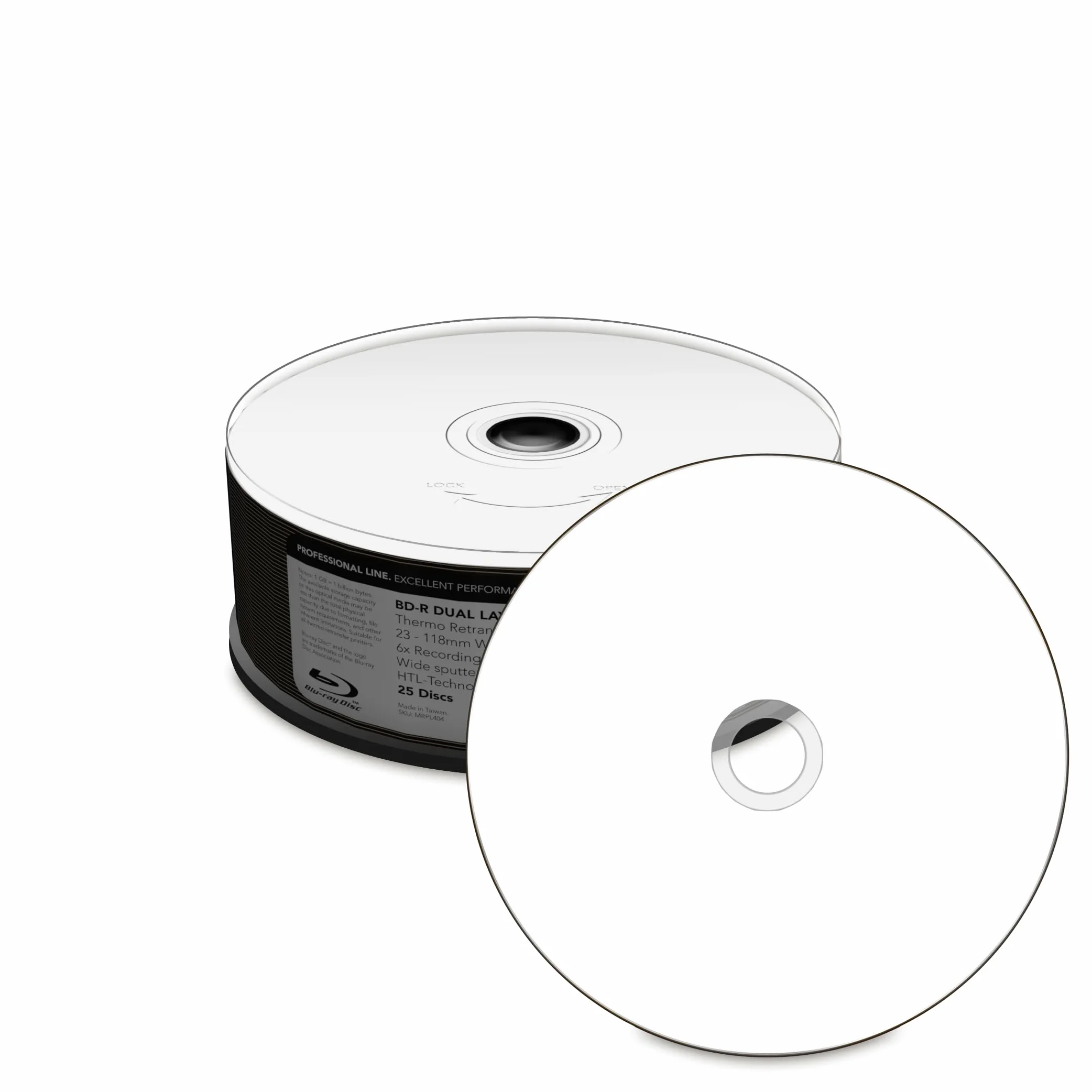 Professional Line BD-R Dual Layer - Disco Duro de 50 GB y 6 velocidades (función de retransferencia térmica, Superficie Completa), Color Blanco