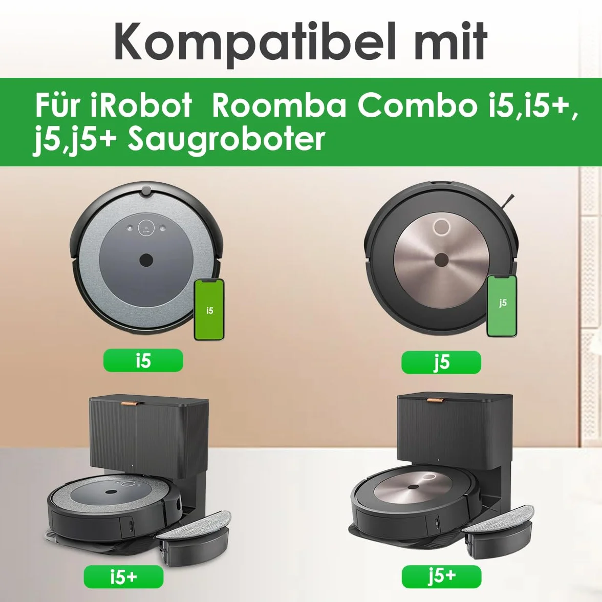 Mopa de Repuesto para Roomba Combo i5 i5+ j5 j5+ Paños Reutilizables 8 Unidades
