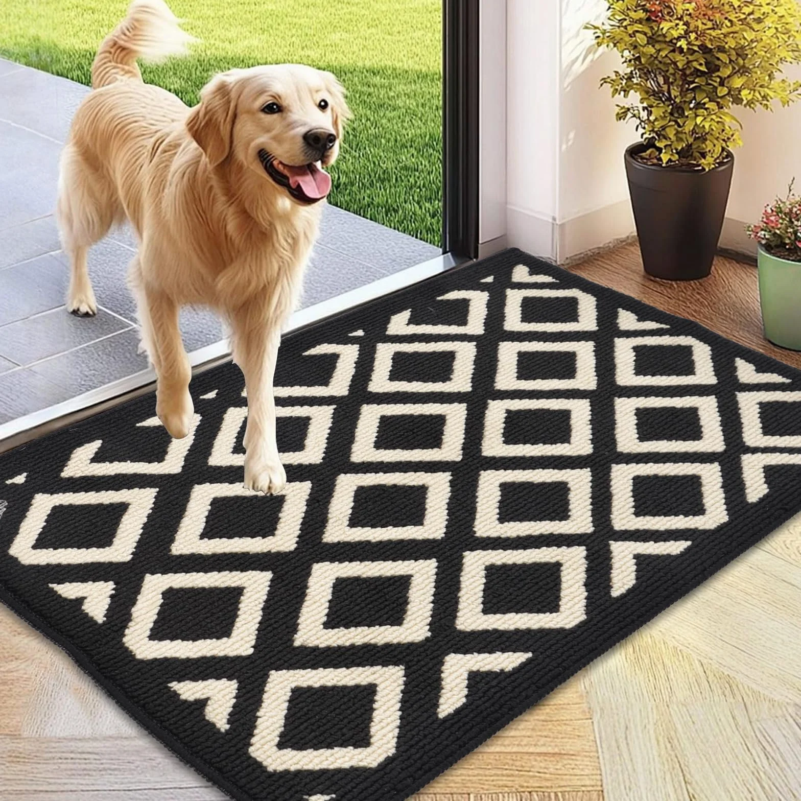 OTraki Felpudo de Entrada 60x90cm, Felpudo Entrada Lavable en Lavadora Felpudo Interior con Base Antideslizante de TPR Alfombra con Microfibras Suaves Absorbentes para Perros, Entrada, Cocina