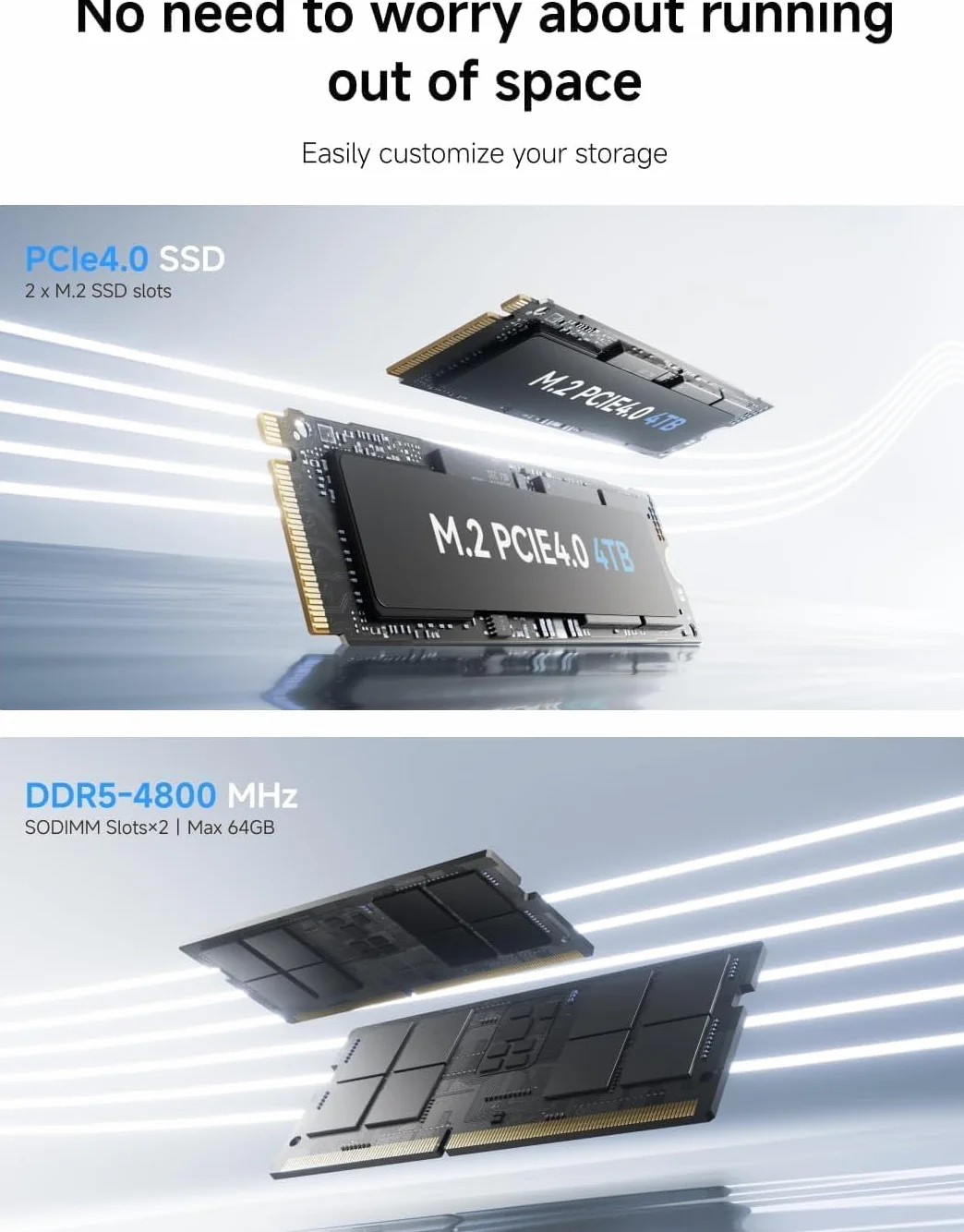 MINISFORUM Mini PC UM760 Slim, AMD Ryzen 5 7640HS, 6 núcleos/12 Hilos hasta 5,0 GHz, 16 GB de RAM DDR5 1 TB de SSD PCIe4.0, Salidas HDMI/DP/USB4, LAN 2,5G, WiFi 6E, BT5, AMD Radeon 760M