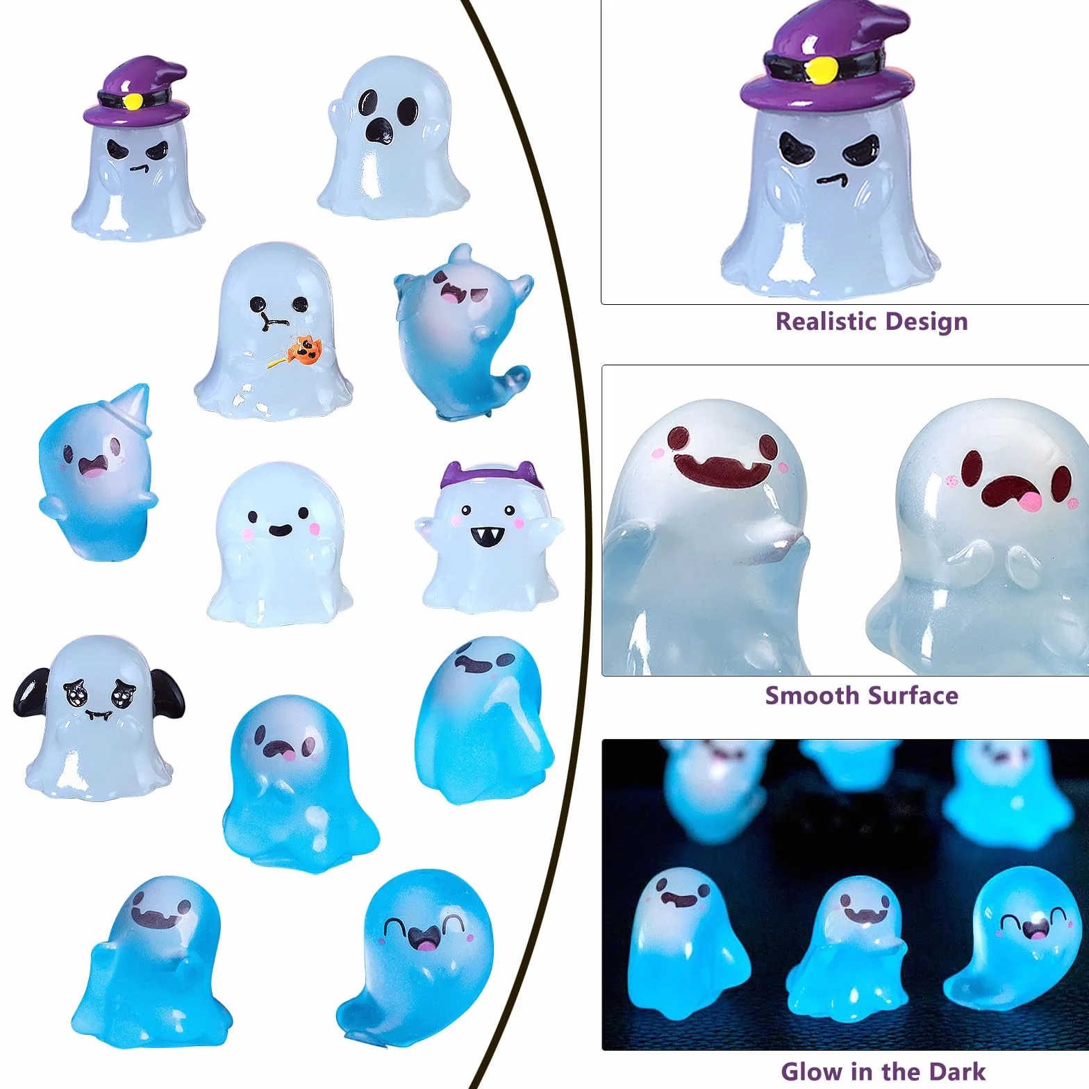 WANYI Adorno Fantasma Halloween 12PCS Figuras Miniatura Fantasmas para Interior Exterior