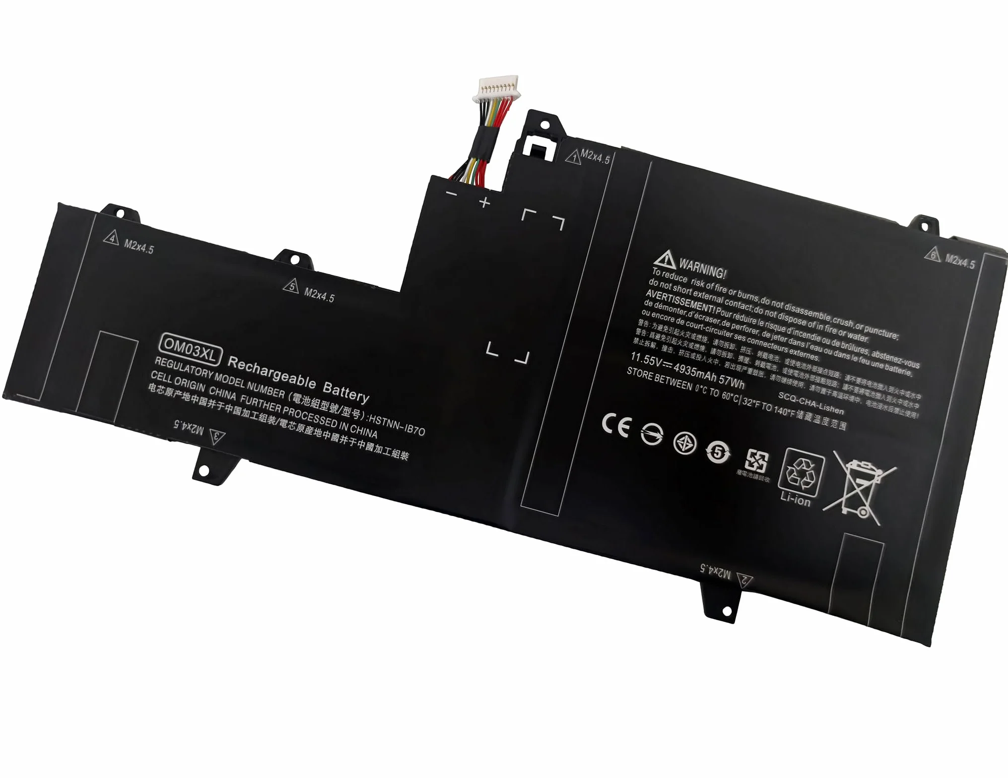 11.55V 57Wh OM03XL Batería para HP EliteBook x360 1030 G2 Serie, HP OM03XL OMO3XL OM03057XL 863167-1B1 863167-171 863280-855 HSN-I04C HSTNN-IB70 HSTNN-IB7O HSTNN-1B70