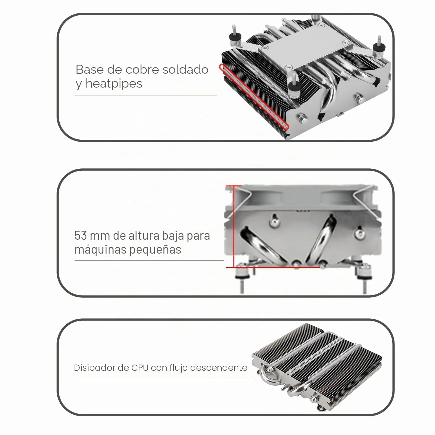 TR-Thermalright AXP90 X53 disipador de CPU - 4 tubos de calor, ventilador silencioso de 92 mm de bajo perfil, 2700 rpm, para AMD AM4/AM5, Intel LGA1851/1700/115x/1200, perfil bajo ITX PC