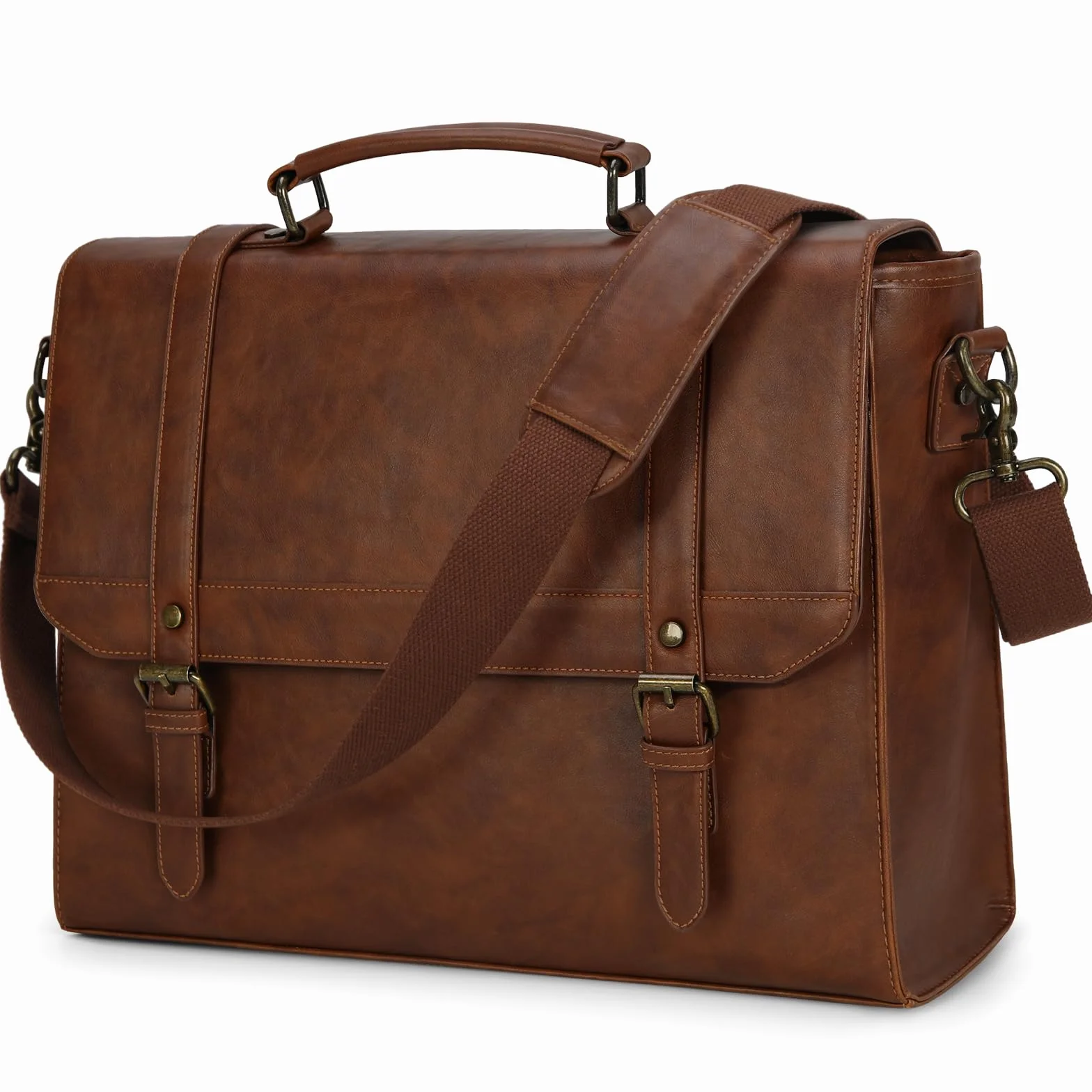 IGOLUMON Bolso Hombre Bandolera Impermeable Cuero PU Maletin Portatil 15,6 Pulgadas Vintage Mensajero Maletín Ordenador Trabajo Ejecutivo Hombre
