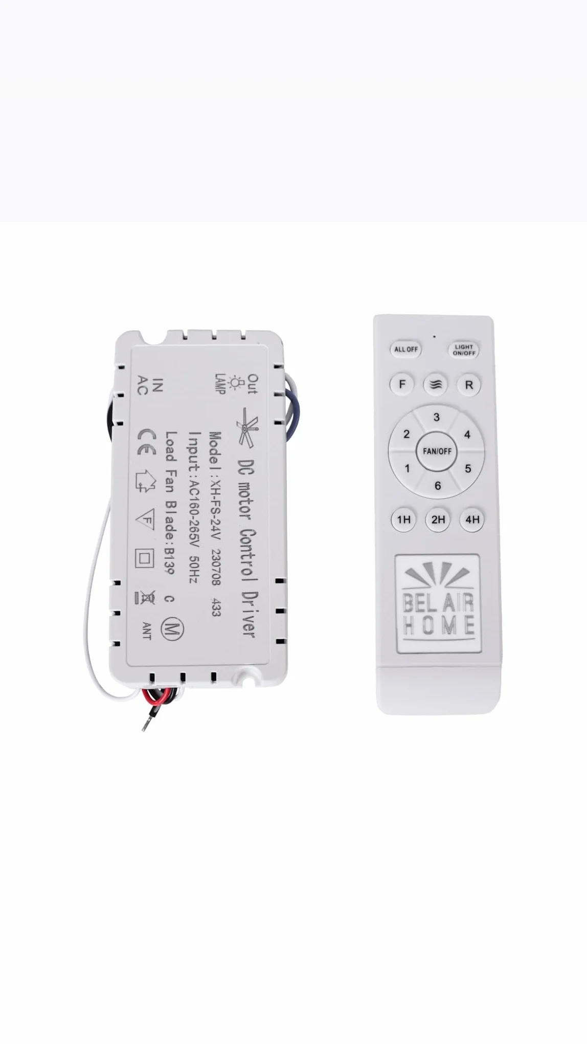 BEL AIR HOME - Kit Mando a Distancia + Controlador Para Ventiladores - Motor DC - Señal Radiofrecuencia (KIT RADIOFRECUENCIA)