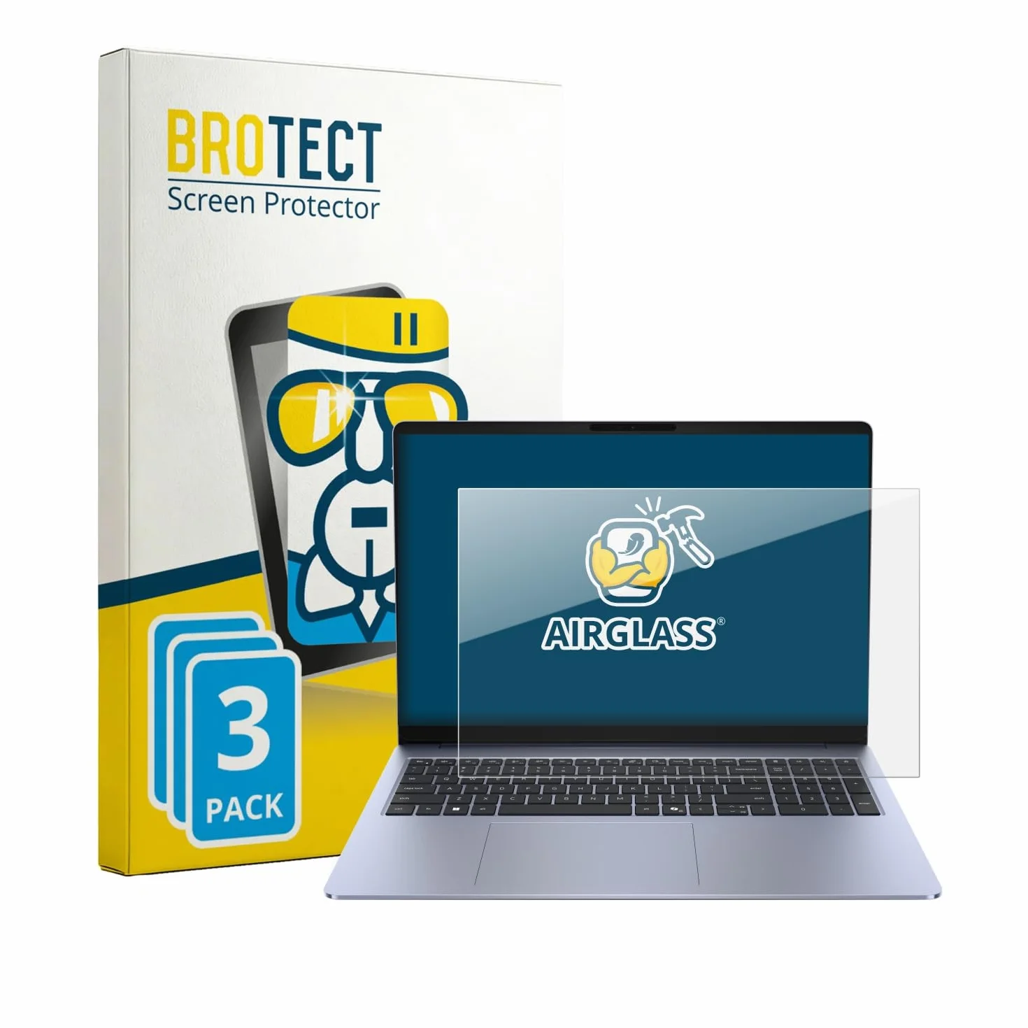 BROTECT Protector Pantalla Cristal para Dell 16S Protector Vidrio (3 Unidades) - [Dureza 9H, Anti-Arañazos]