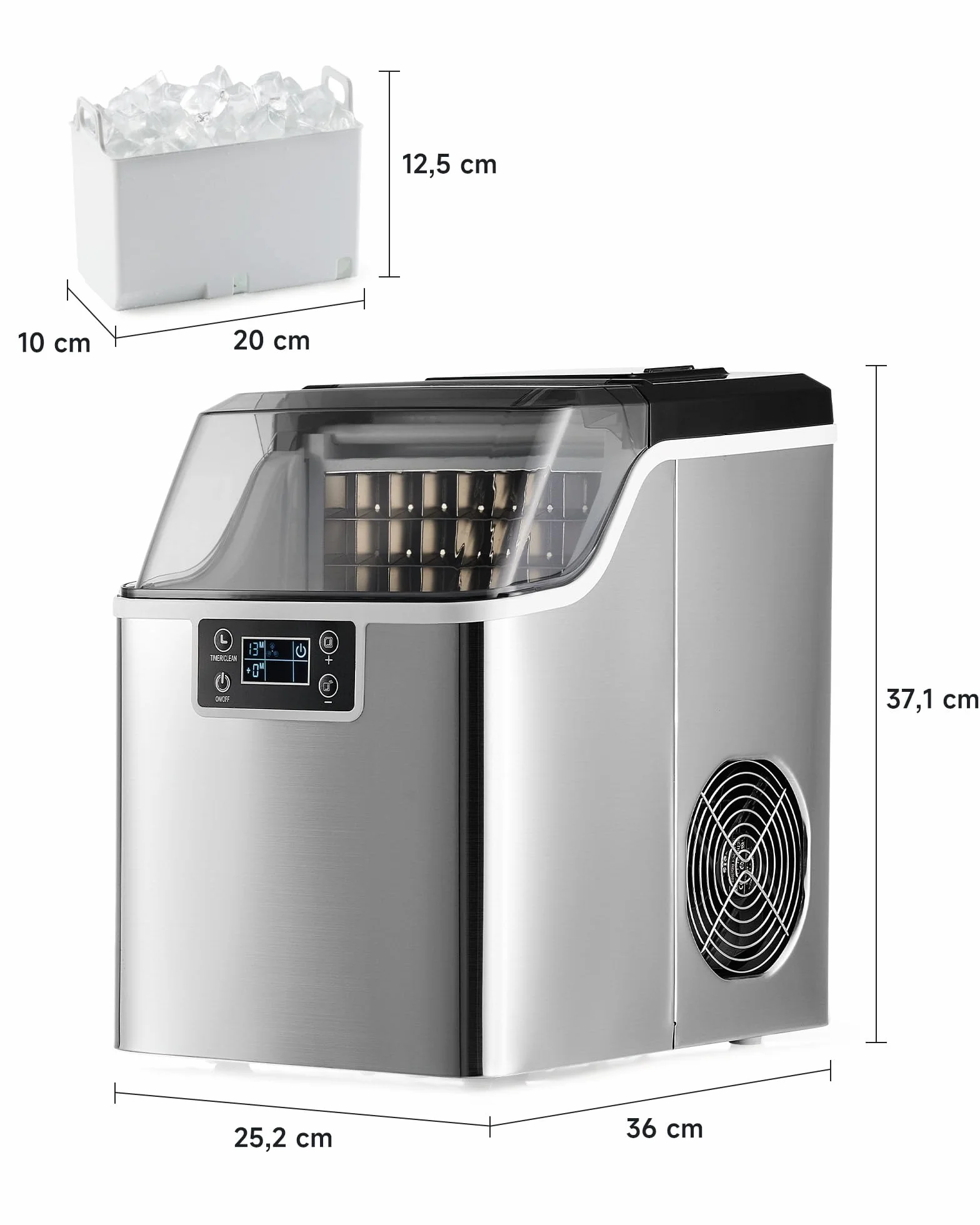 CREWORKS Maquina para Hacer Hielo 22KG/24H 24PCS 160W Portátil para Hogar