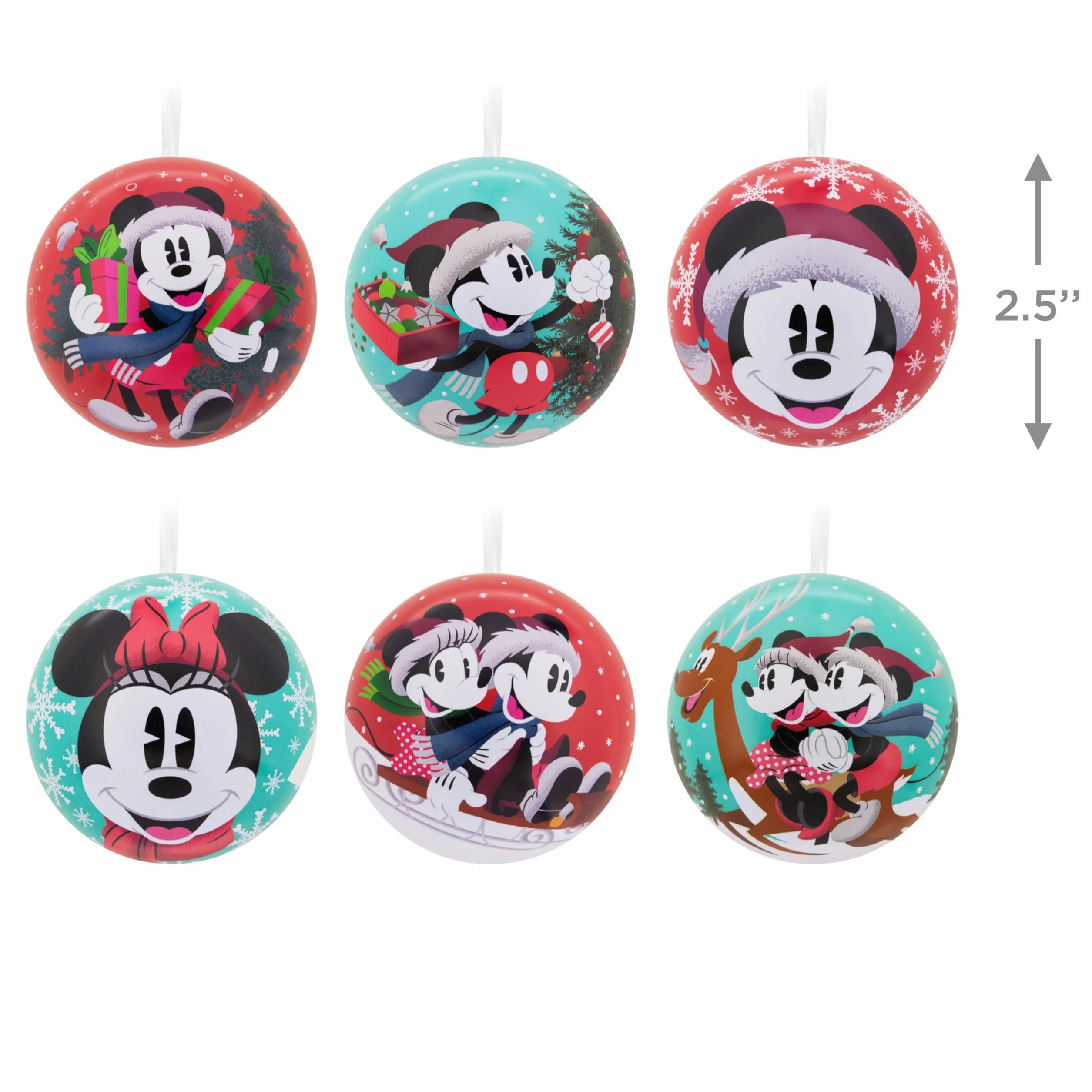 Hallmark Disney Mickey & Minnie Mouse Adornos de Navidad Paquete de 12 Bolas de hojalata